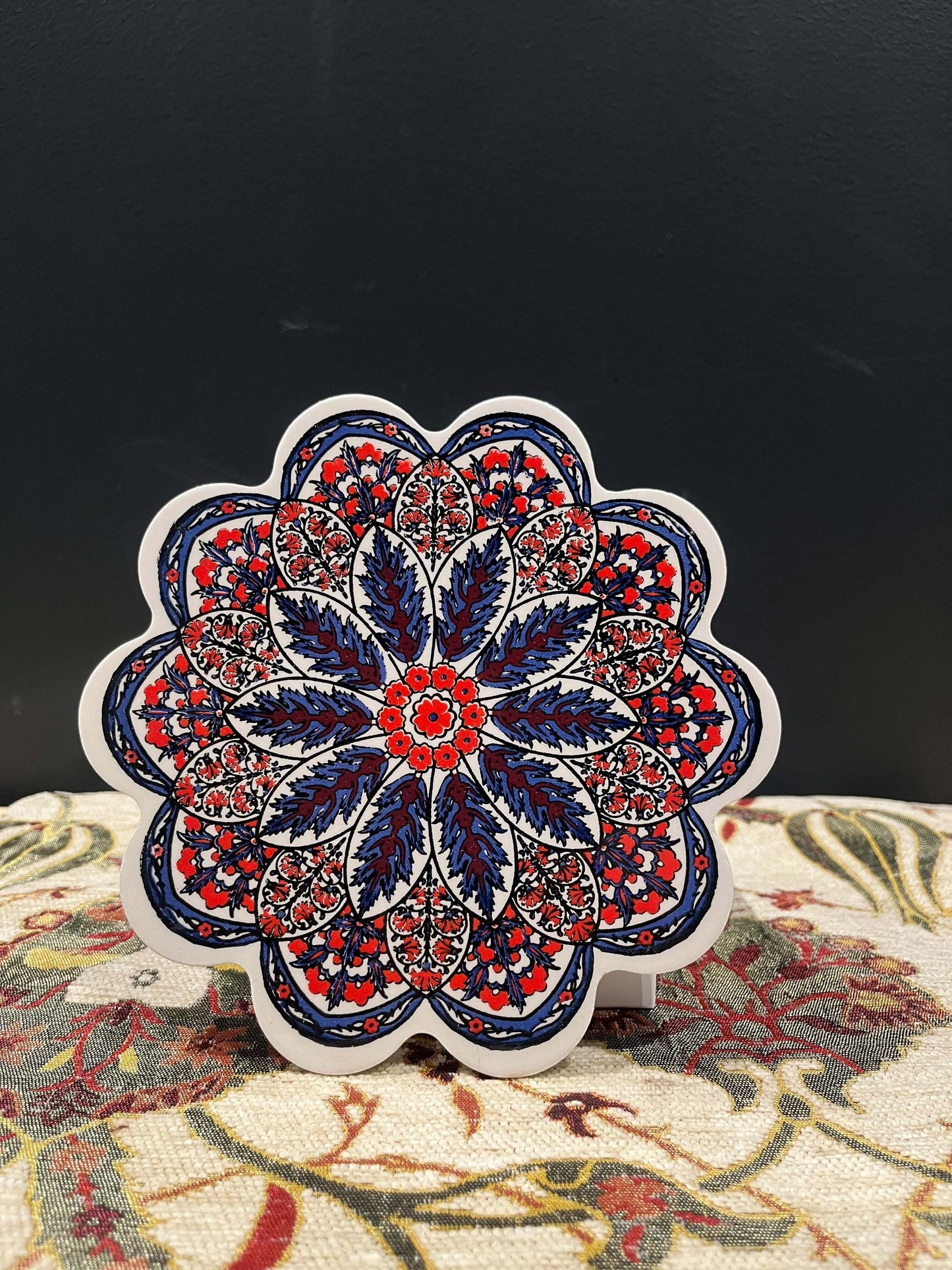 Turkish Ceramic Trivet Red-Navy