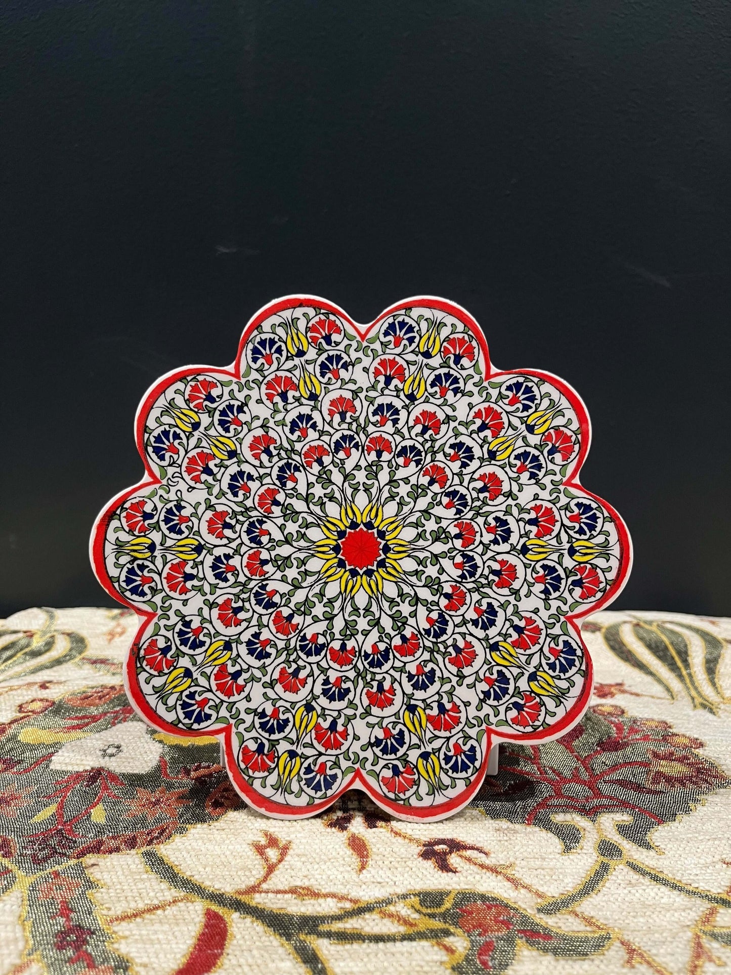 Turkish Ceramic Trivet Red-Yellow