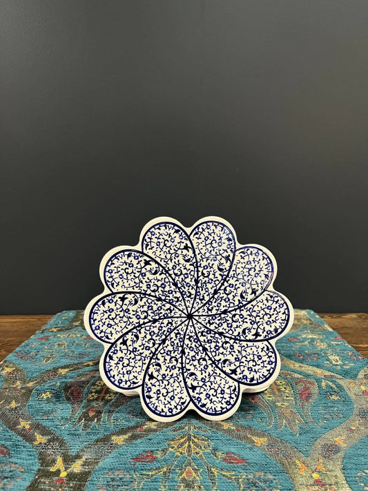 Turkish Ceramic Trivet White-Blue Handmade Ceramics   