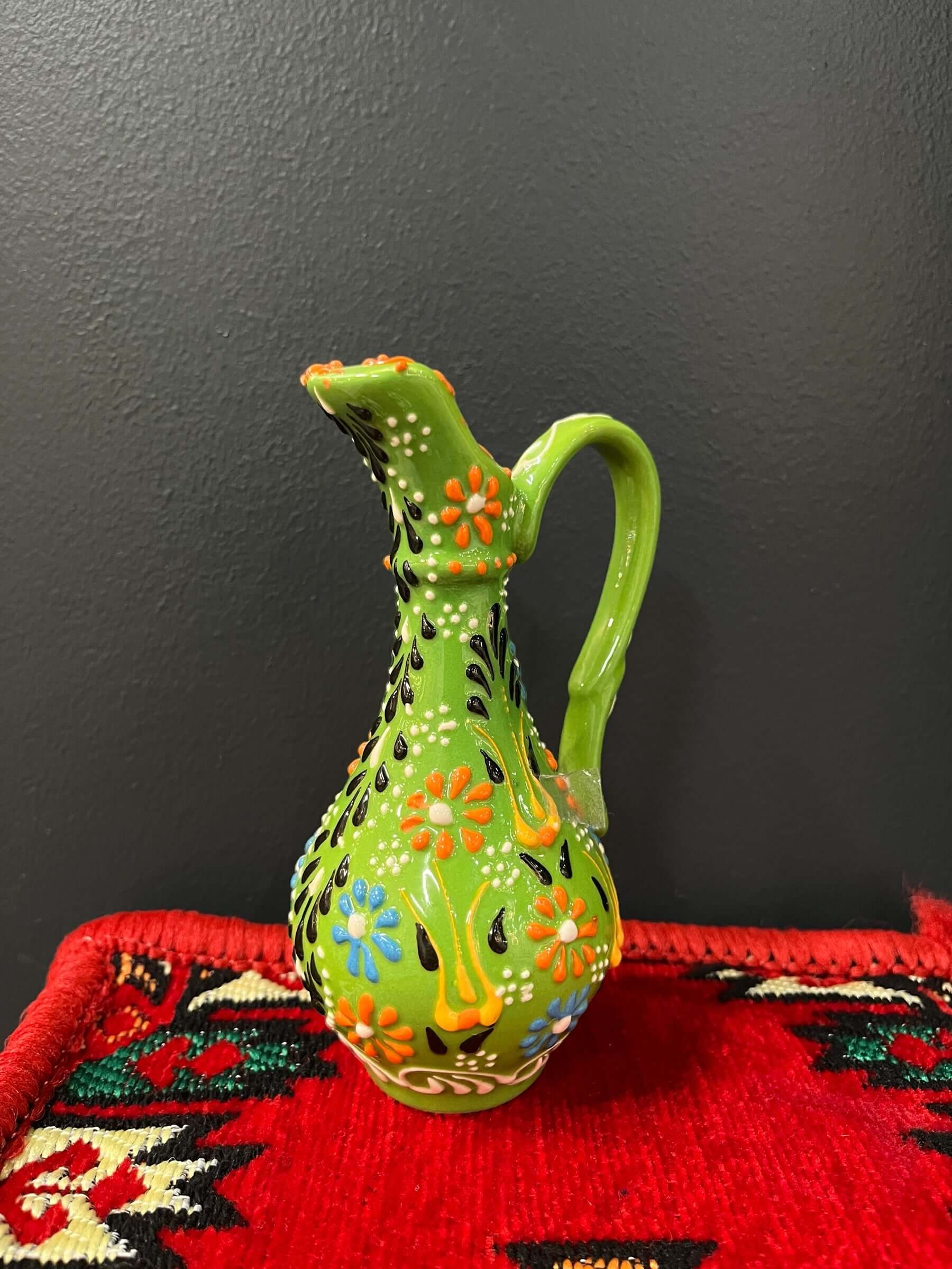 Turkish Ceramic Oil Jug Light Green