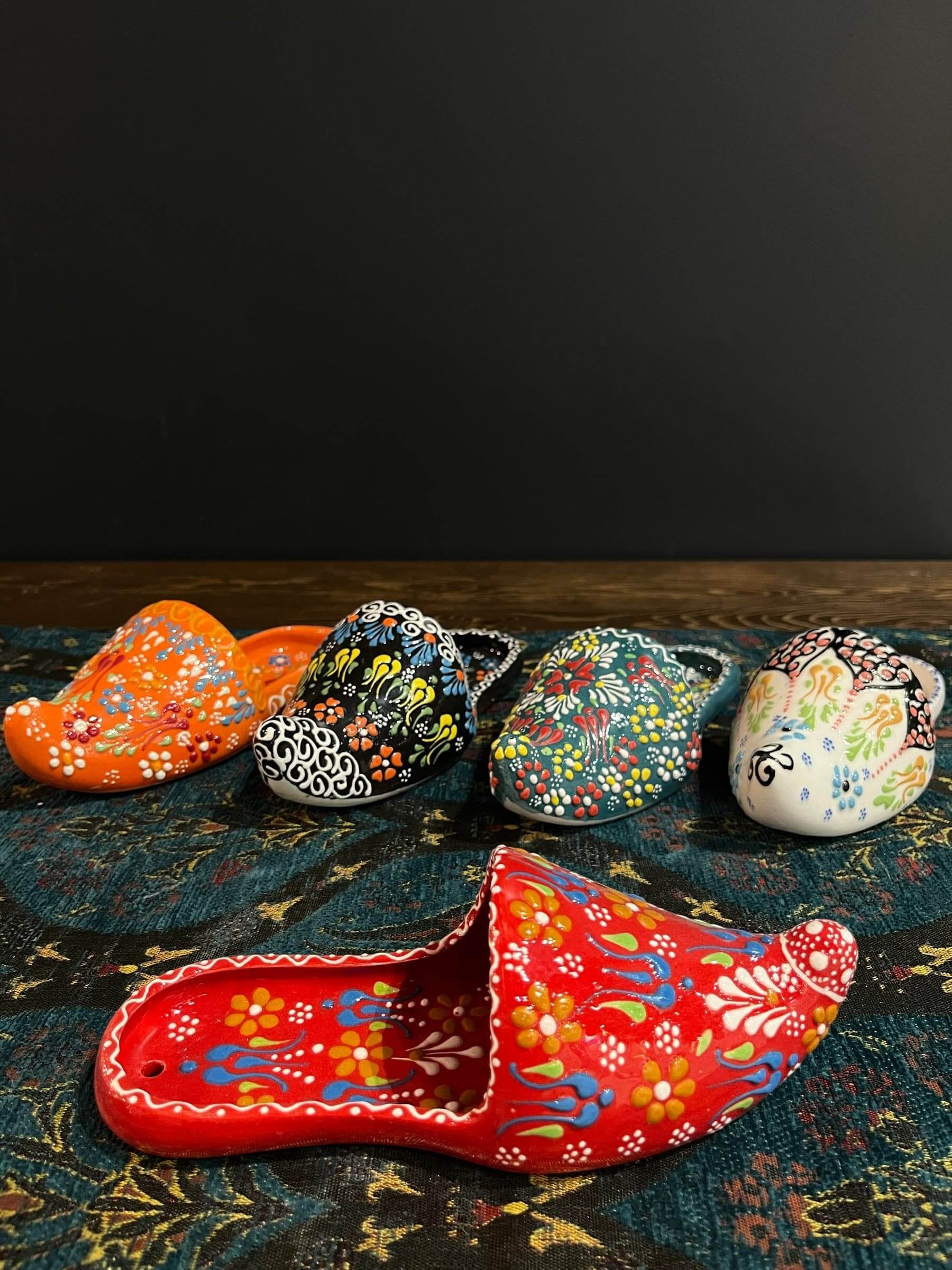 Turkish Ceramic Shoe Vase Red