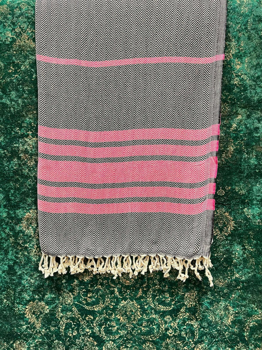 Turkish Cotton Towels Black Pink