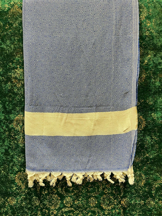 Turkish Cotton Towels Diamond (Blue)    