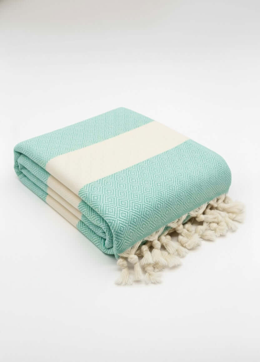 Turkish Cotton Towels - Diamond Aqua | Luxurious & Absorbent