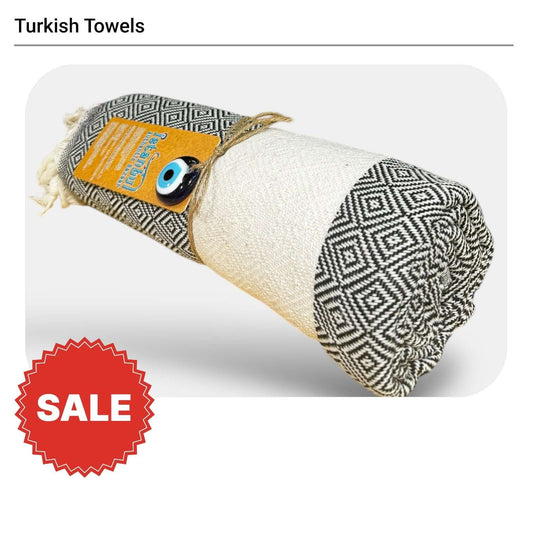 Turkish Cotton Towels - Diamond Black