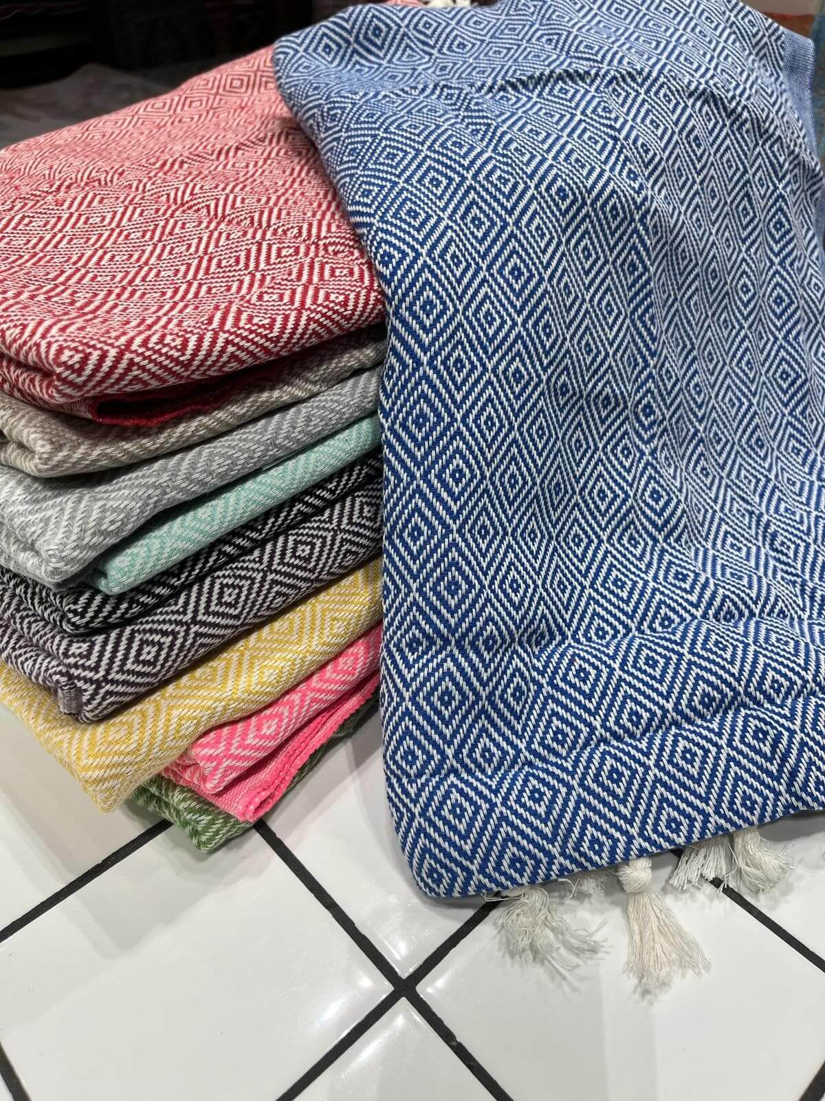 Turkish Cotton Towels Diamond (Blue)