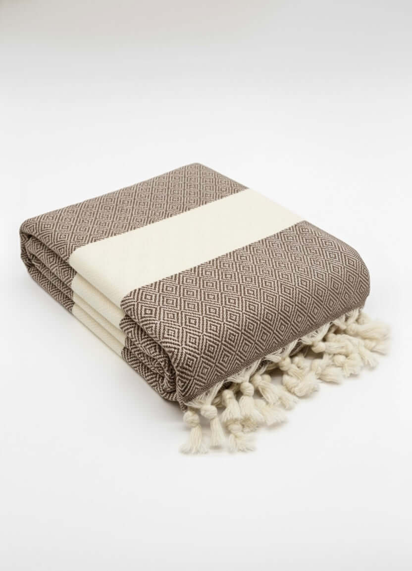 Turkish Cotton Towels - Diamond Brown Luxury Towels