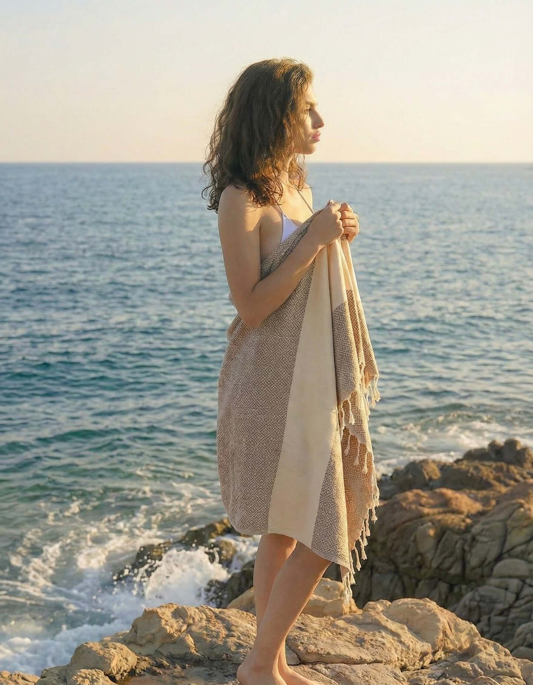 Turkish Cotton Towels - Diamond Brown Luxury Towels