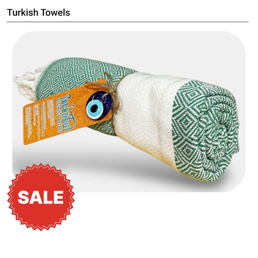 Turkish Cotton Towels- Diamond Forest Green