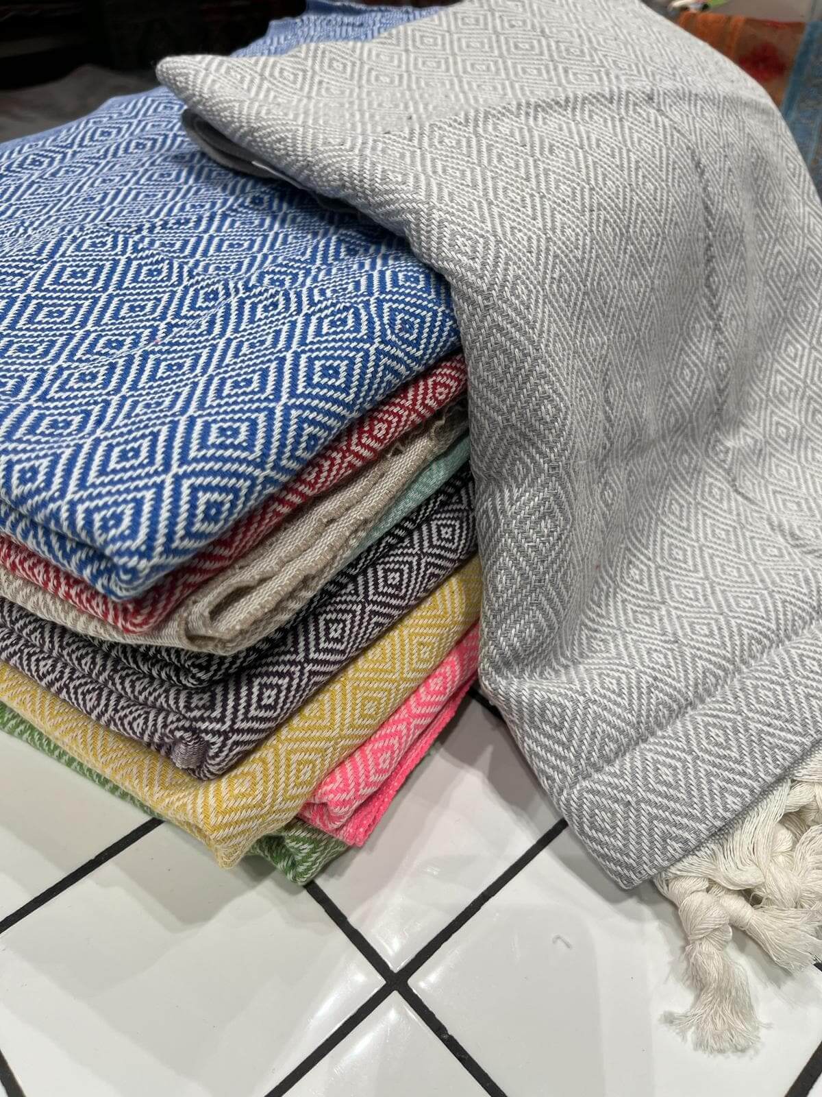 Turkish Cotton Towels Diamond (Grey)