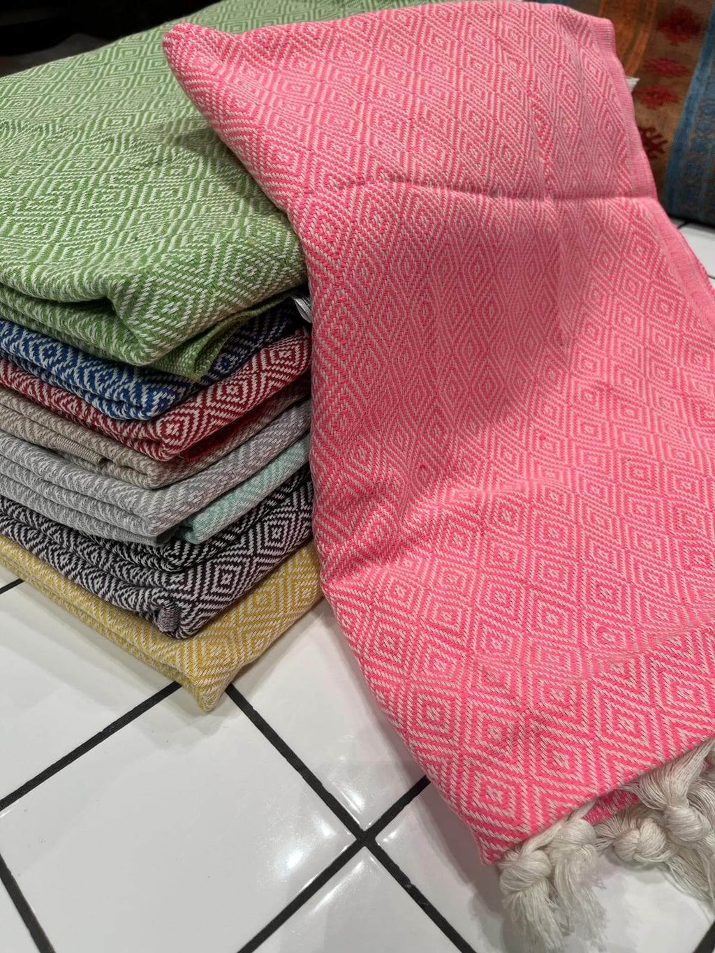 Turkish Cotton Towels Diamond (Pink)