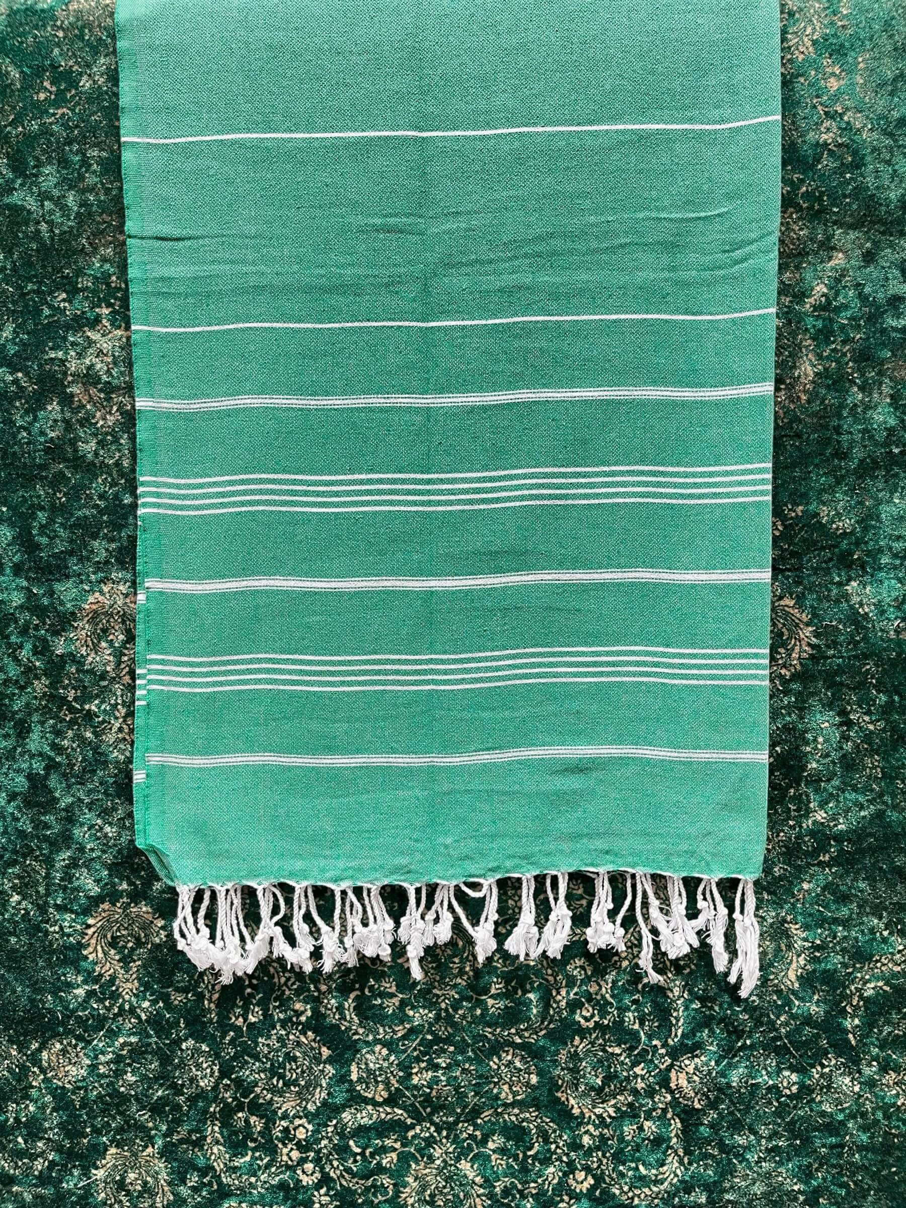 Turkish Cotton Towels Green Stripe