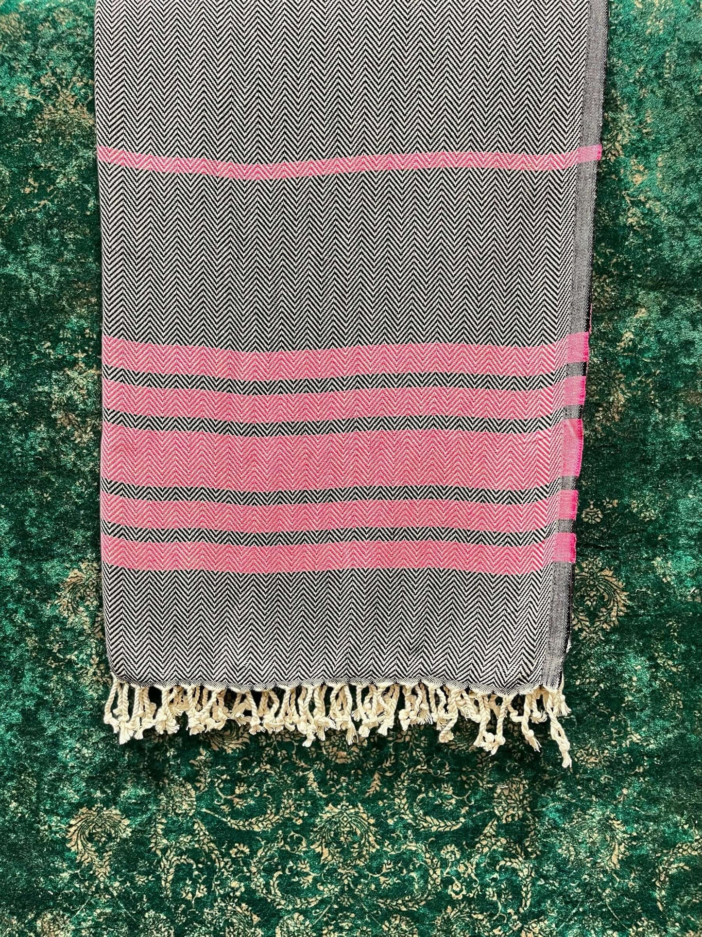 Turkish Cotton Towels Black Pink    