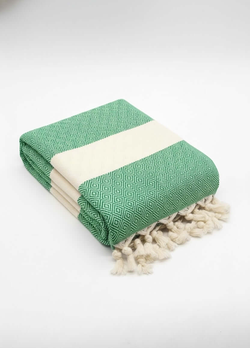 Turkish Cotton Towels - Luxurious Diamond Forest Green