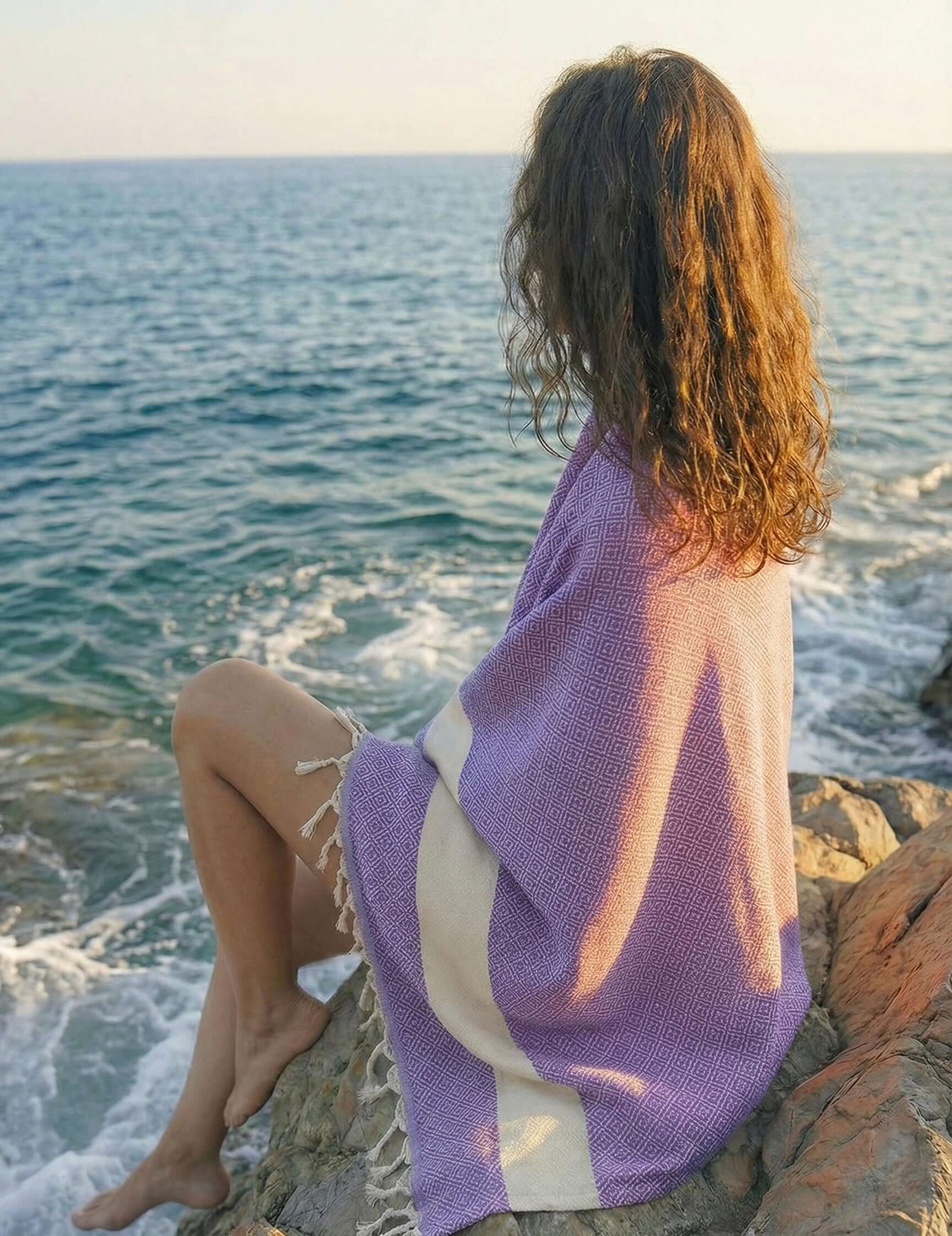 Turkish Cotton Towels - Luxurious Diamond Purple Style