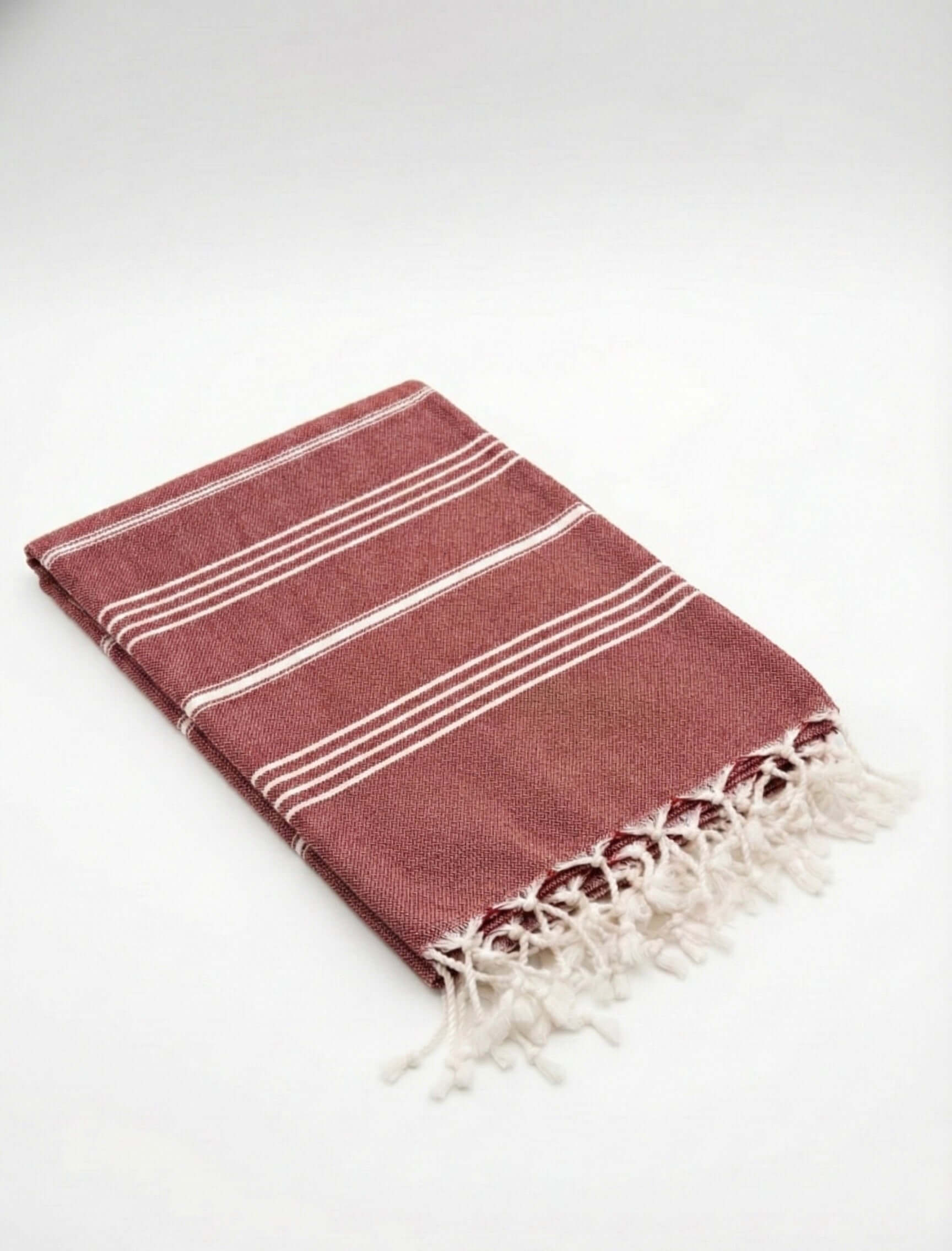 Turkish Cotton Towels Maroon Stripe