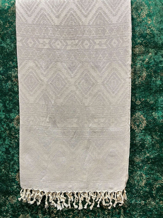 Turkish Cotton Towels Grey Aztec    