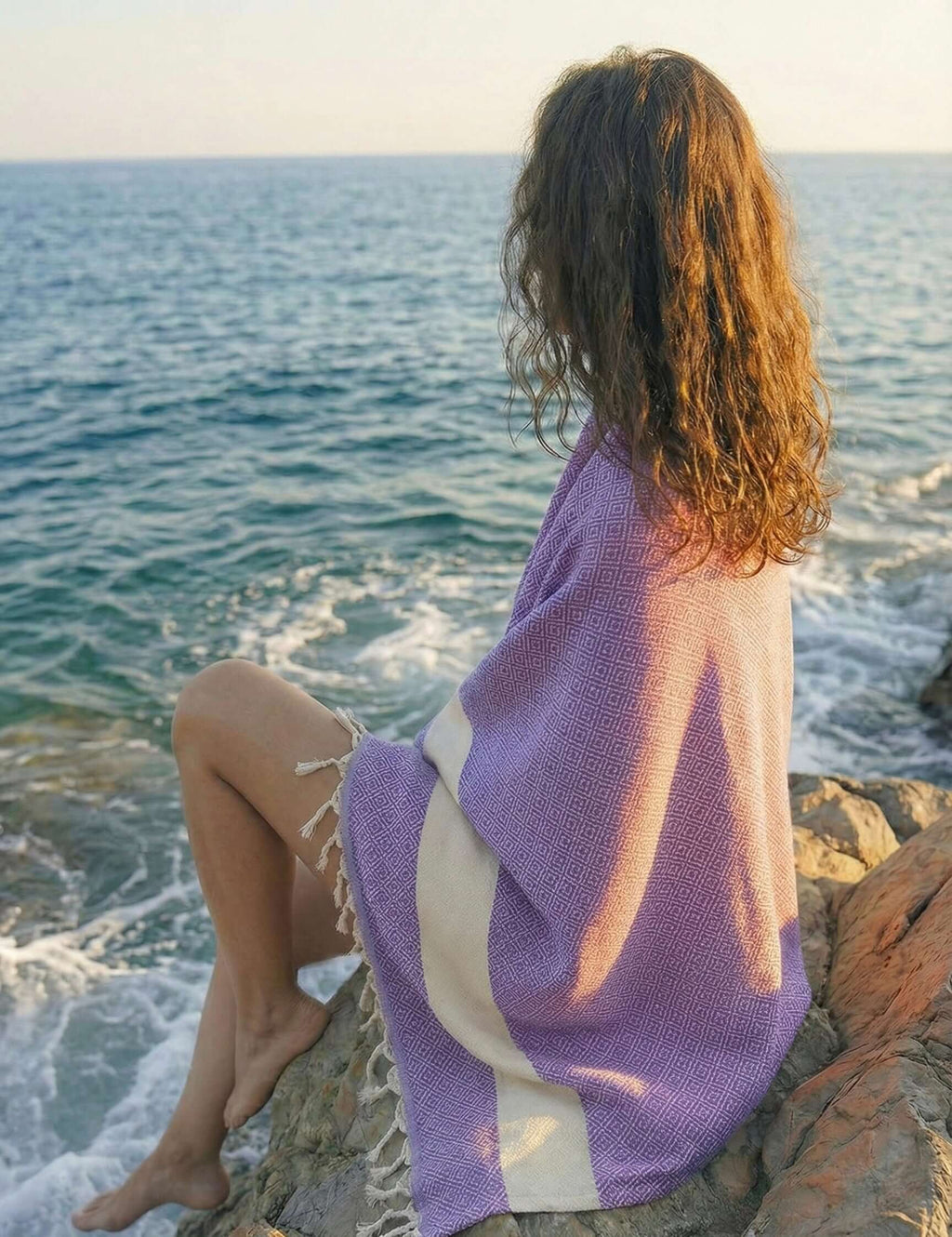 Turkish Cotton Towels - Luxurious Diamond Purple Style