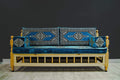 Turkish Divan Sofa Sedir Wood Chair Blue Classic