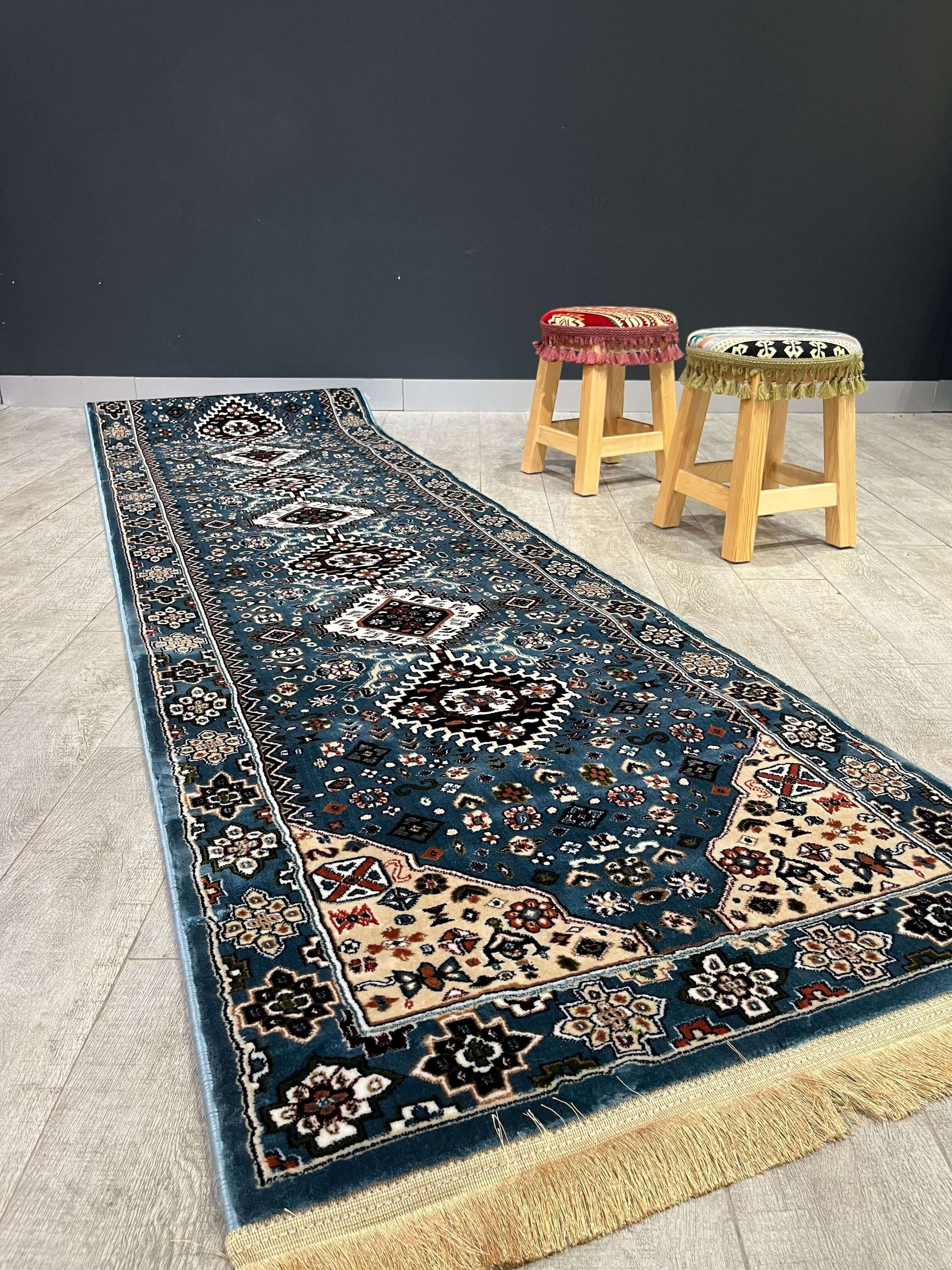 Turkish Traditional Hallway Runner Blue H4320A Rugs   