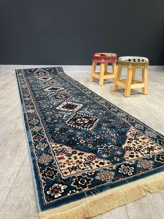 Turkish Traditional Hallway Runner Blue H4320A Rugs   