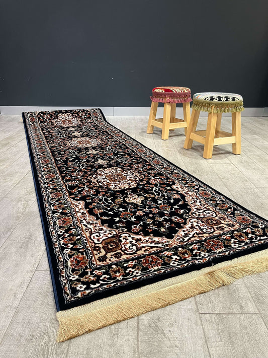 Turkish Traditional Hallway Runner Navy H3846A Rugs   