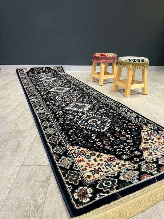 Turkish Traditional Hallway Runner Navy H4320A Rugs   