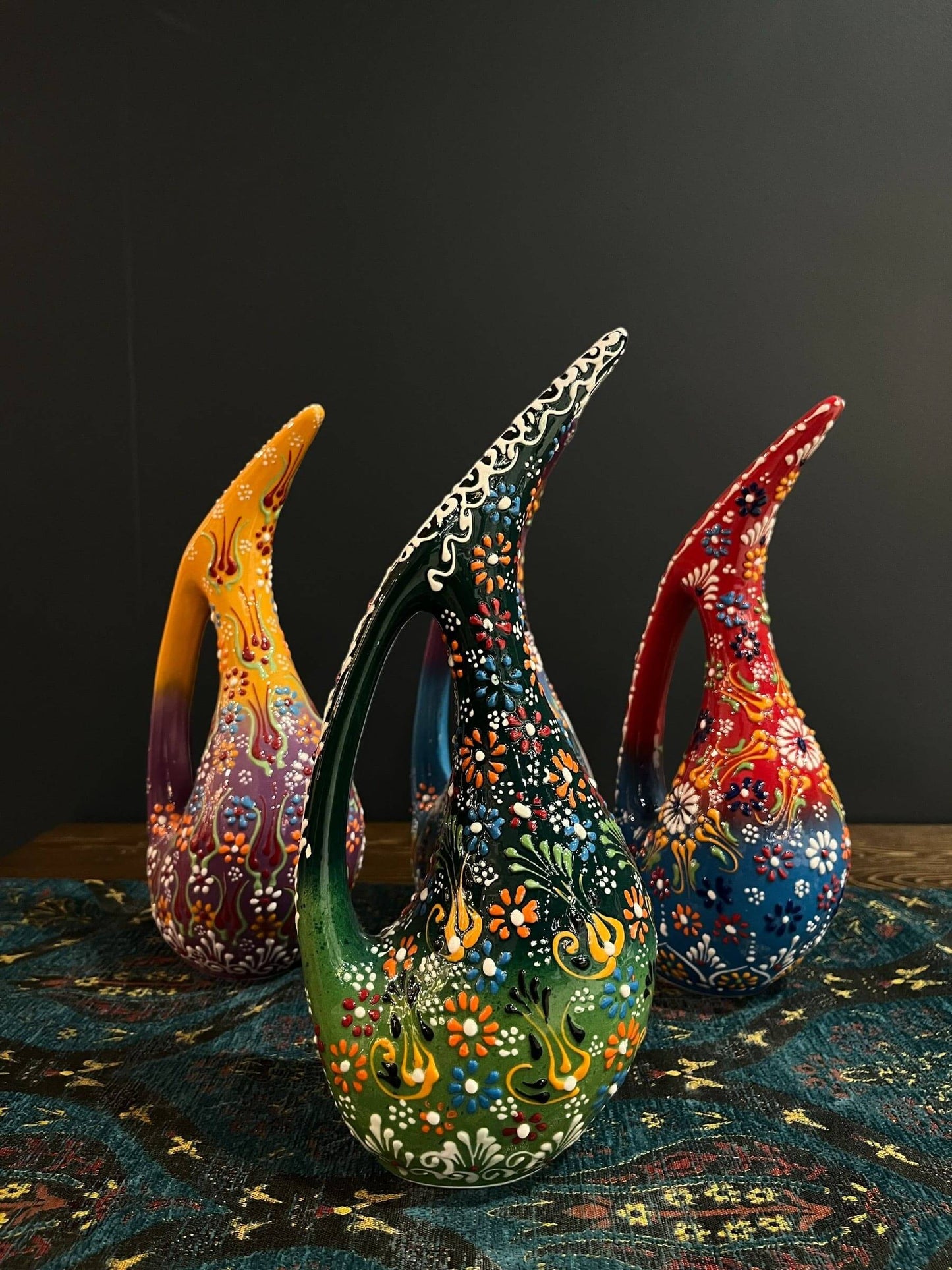 Turkish Handmade Ceramic Vase Pelican-Turkish handmade ceramics. Each piece is a unique masterpiece, meticulously crafted by skilled artisans in Turkey. These ceramics feature vibrant, traditional designs and are made from high-quality, lead-free clay for