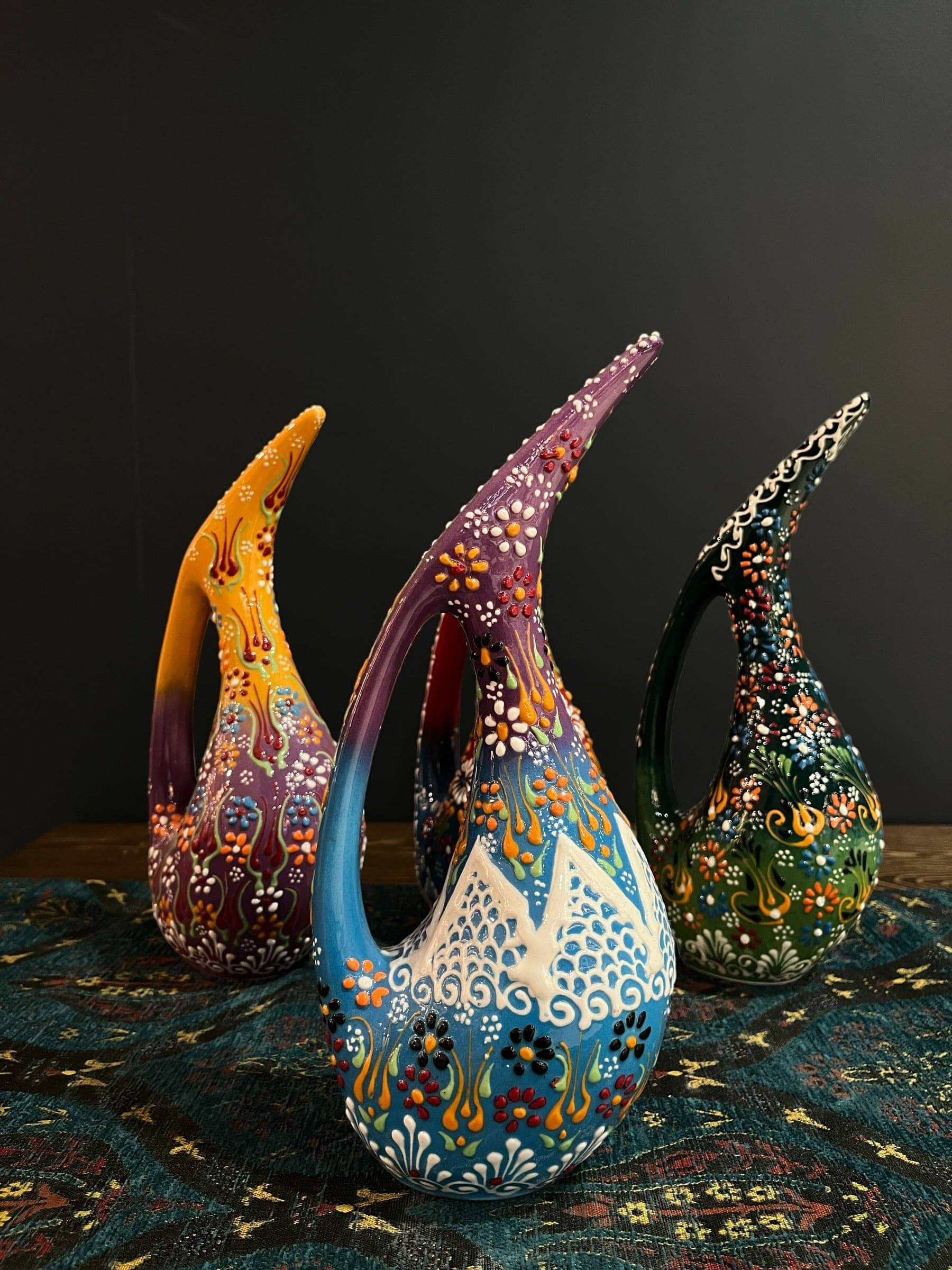 Turkish Handmade Ceramic Vase Pelican-Turkish handmade ceramics. Each piece is a unique masterpiece, meticulously crafted by skilled artisans in Turkey. These ceramics feature vibrant, traditional designs and are made from high-quality, lead-free clay for