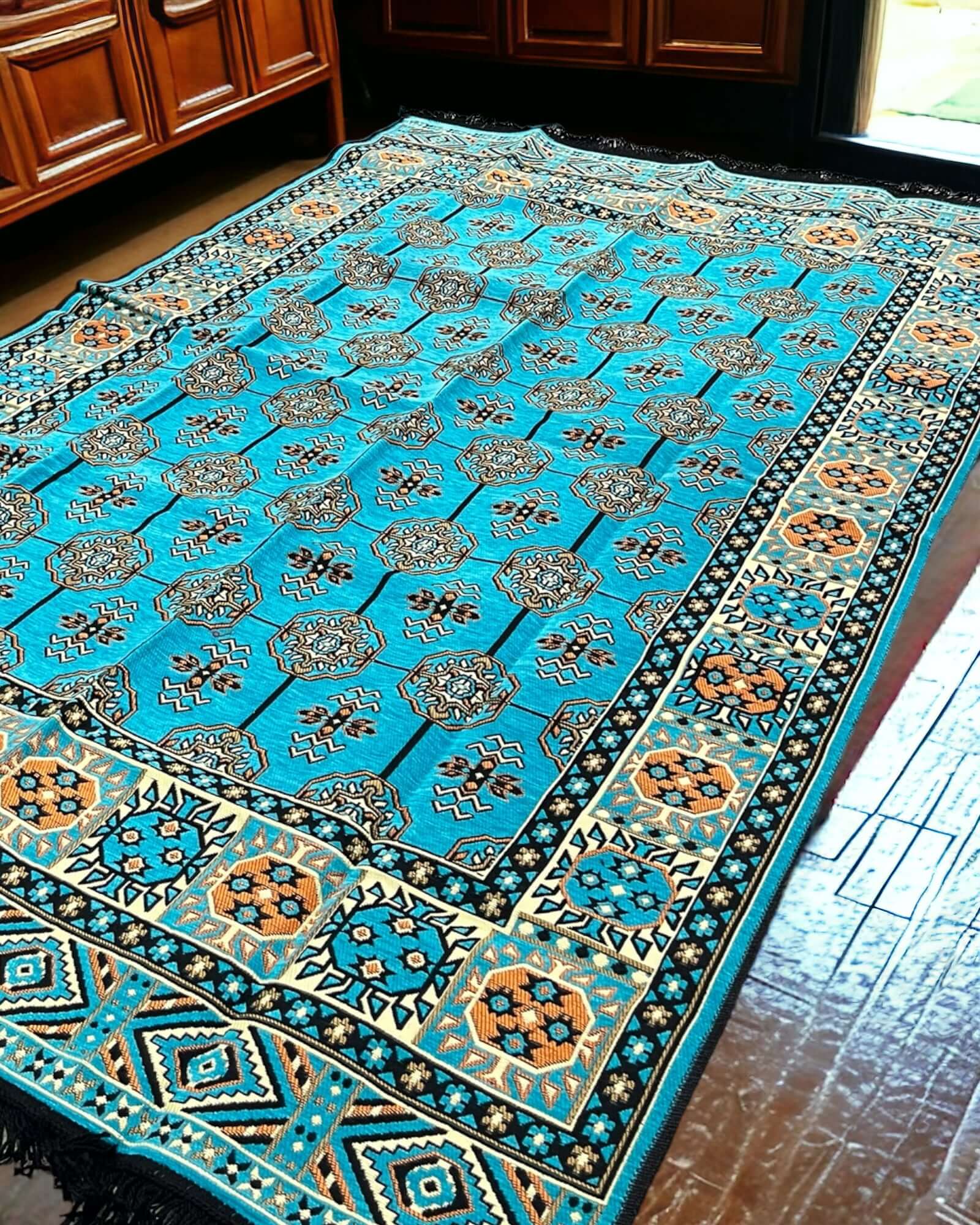 Turkish Kilim Rug (Aqua Diamond) – Bazaar G Rugs N Gifts