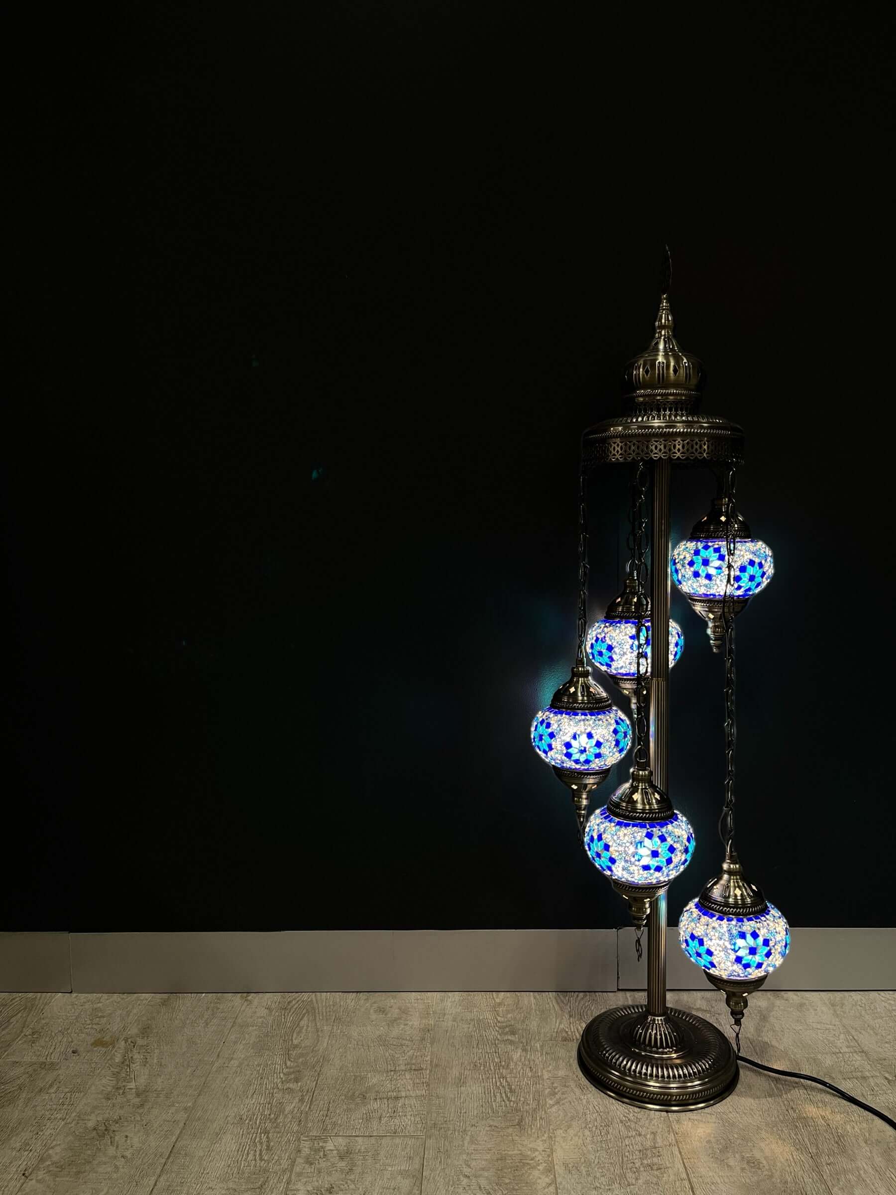 Turkish Mosaic Floor Lamp 5 Pieces Blue Flower