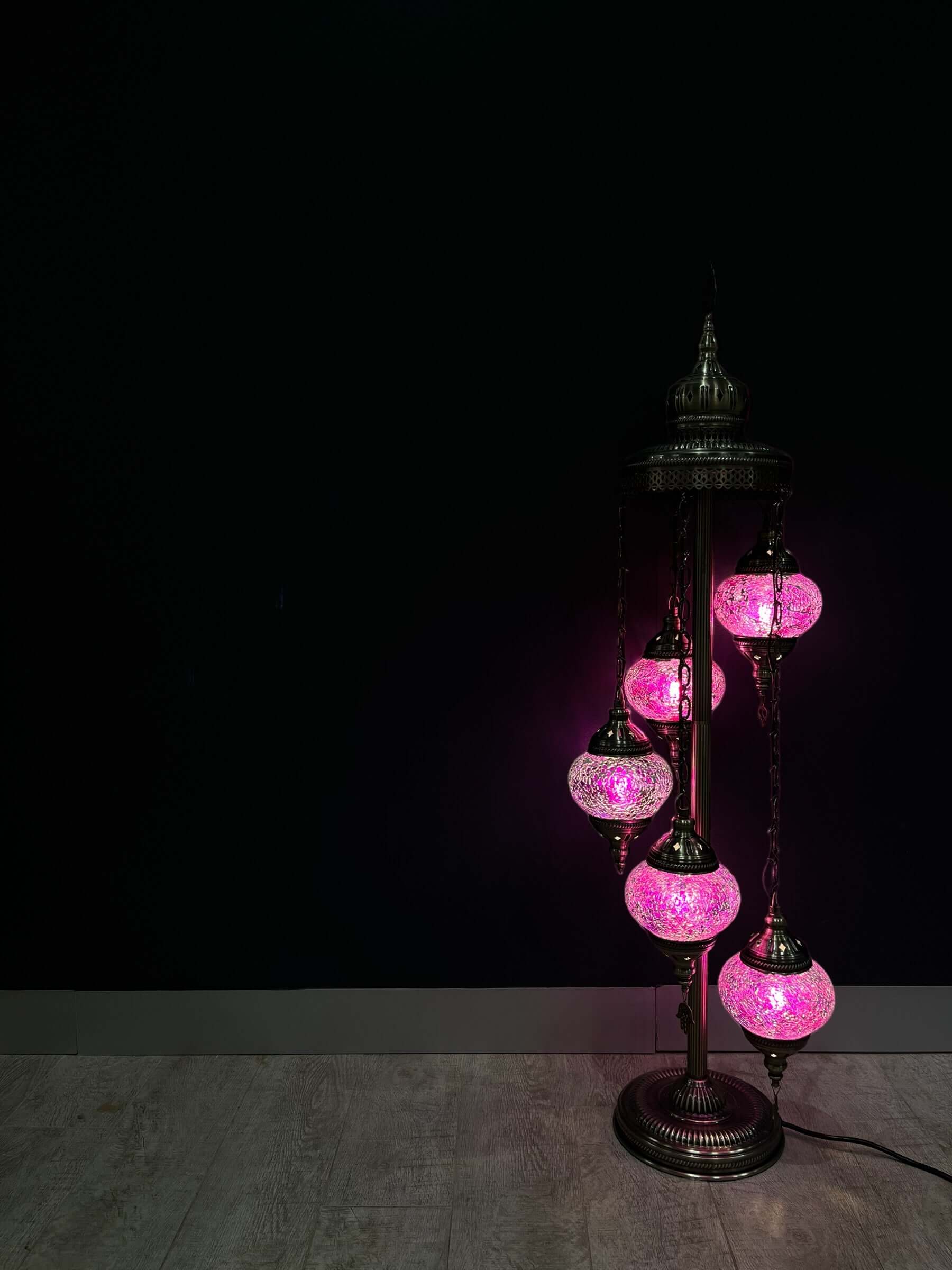 Turkish Mosaic Floor Lamp 5 Pieces Purple Crackle-Discover the beauty of a Turkish mosaic floor lamp. This stunning lamp combines intricate glasswork with warm, ambient lighting to elevate any room's decor. Perfect for creating a cozy atmosphere, this Tur