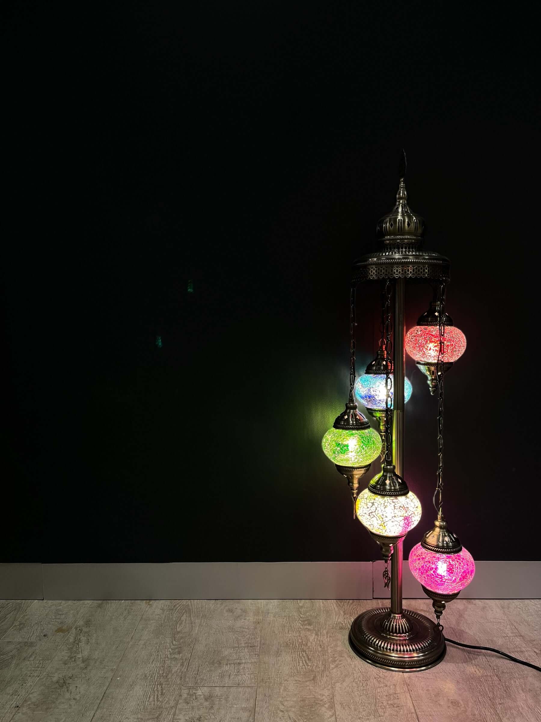 Turkish Mosaic Floor Lamp 5 Pieces Rainbow Mix-Discover the beauty of a Turkish mosaic floor lamp. This stunning lamp combines intricate glasswork with warm, ambient lighting to elevate any room's decor. Perfect for creating a cozy atmosphere, this Turkis