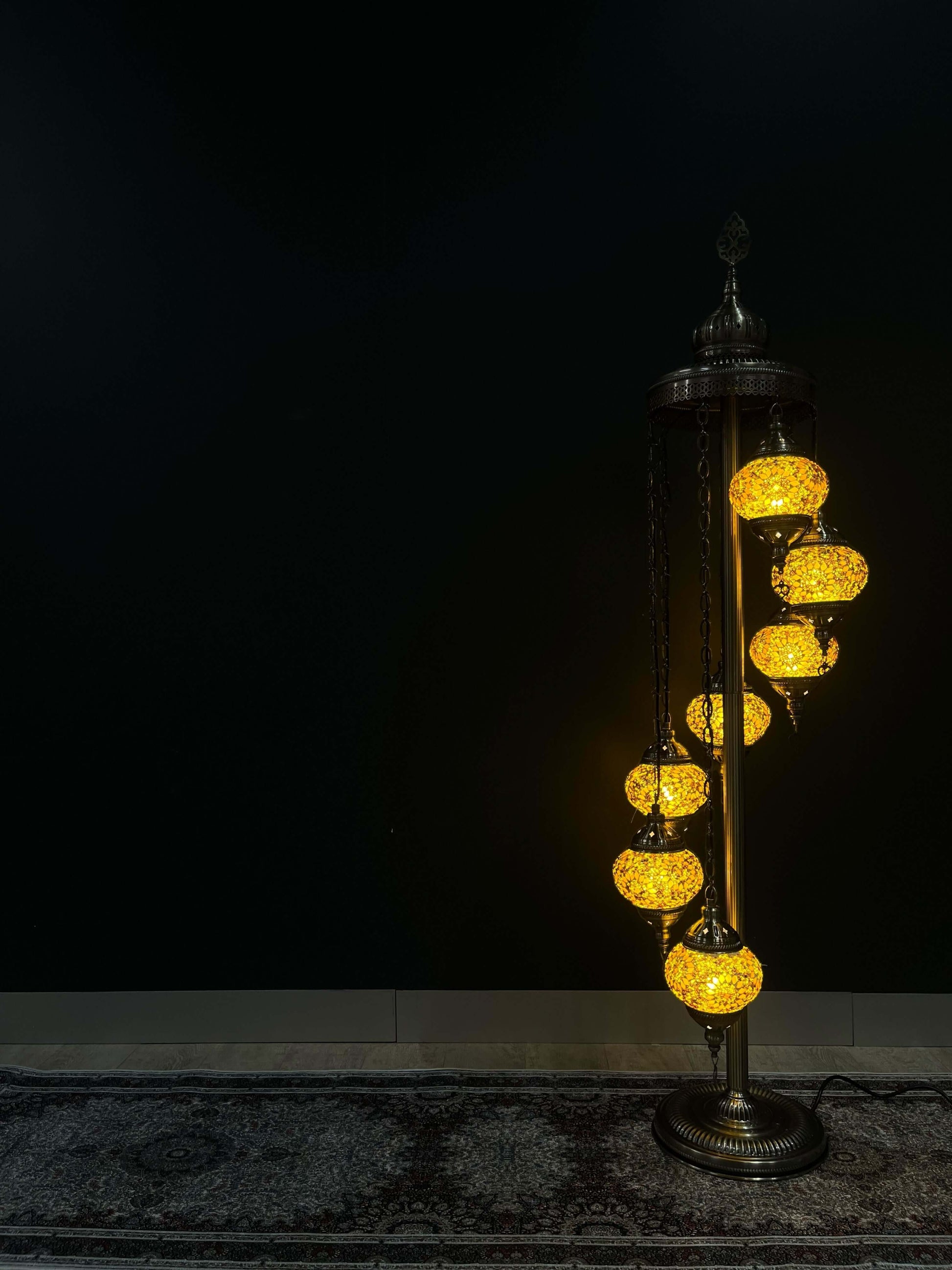 Turkish Mosaic Floor Lamp 7pc- Brown-Flower
