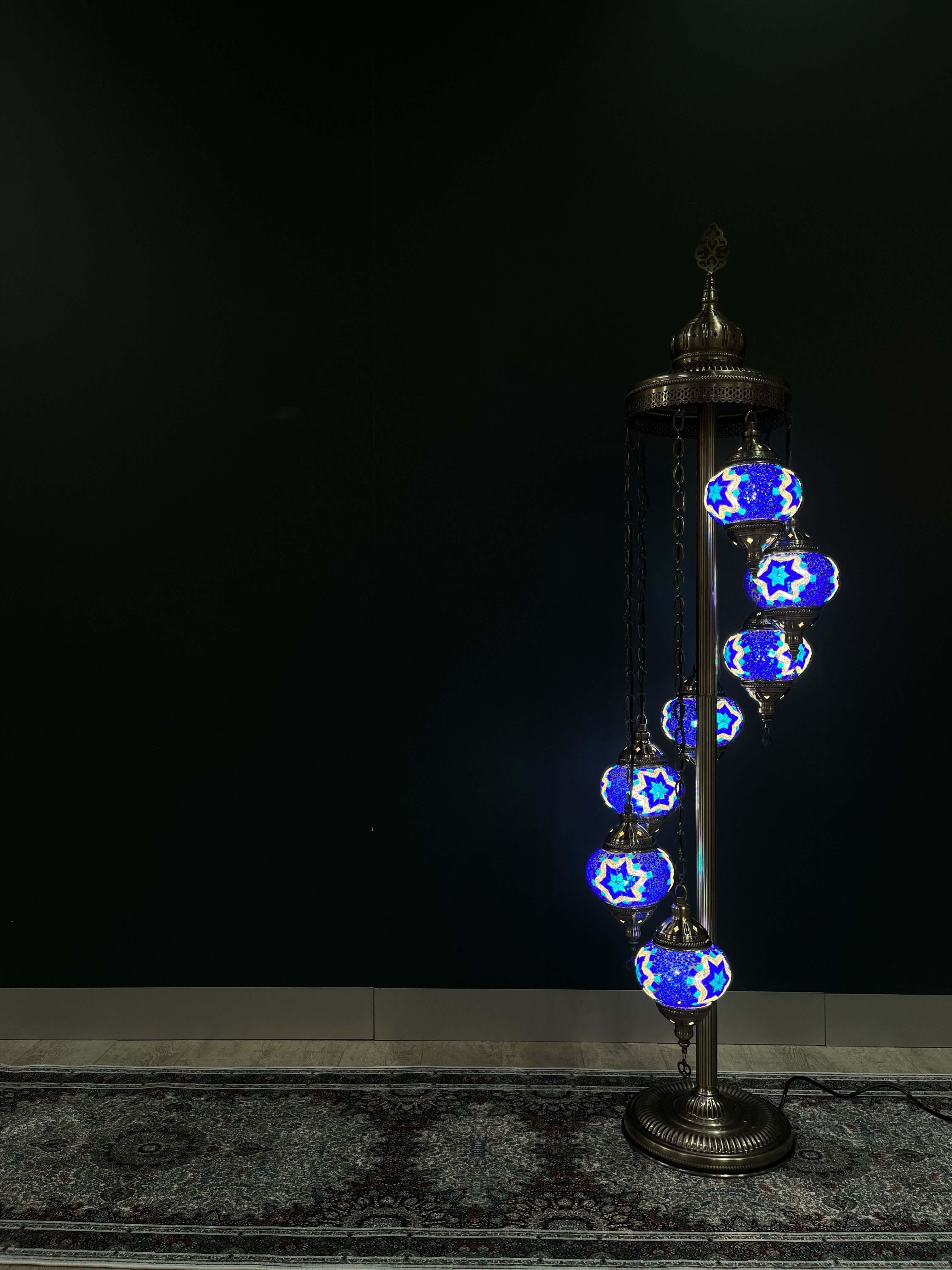 Turkish Mosaic Floor Lamp 7pc- Deep-Blue