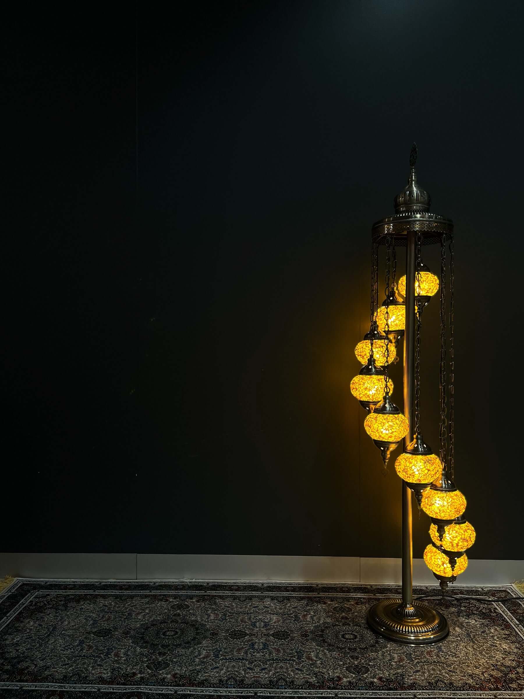 Turkish Mosaic Floor Lamps 9pc- Brown Flower