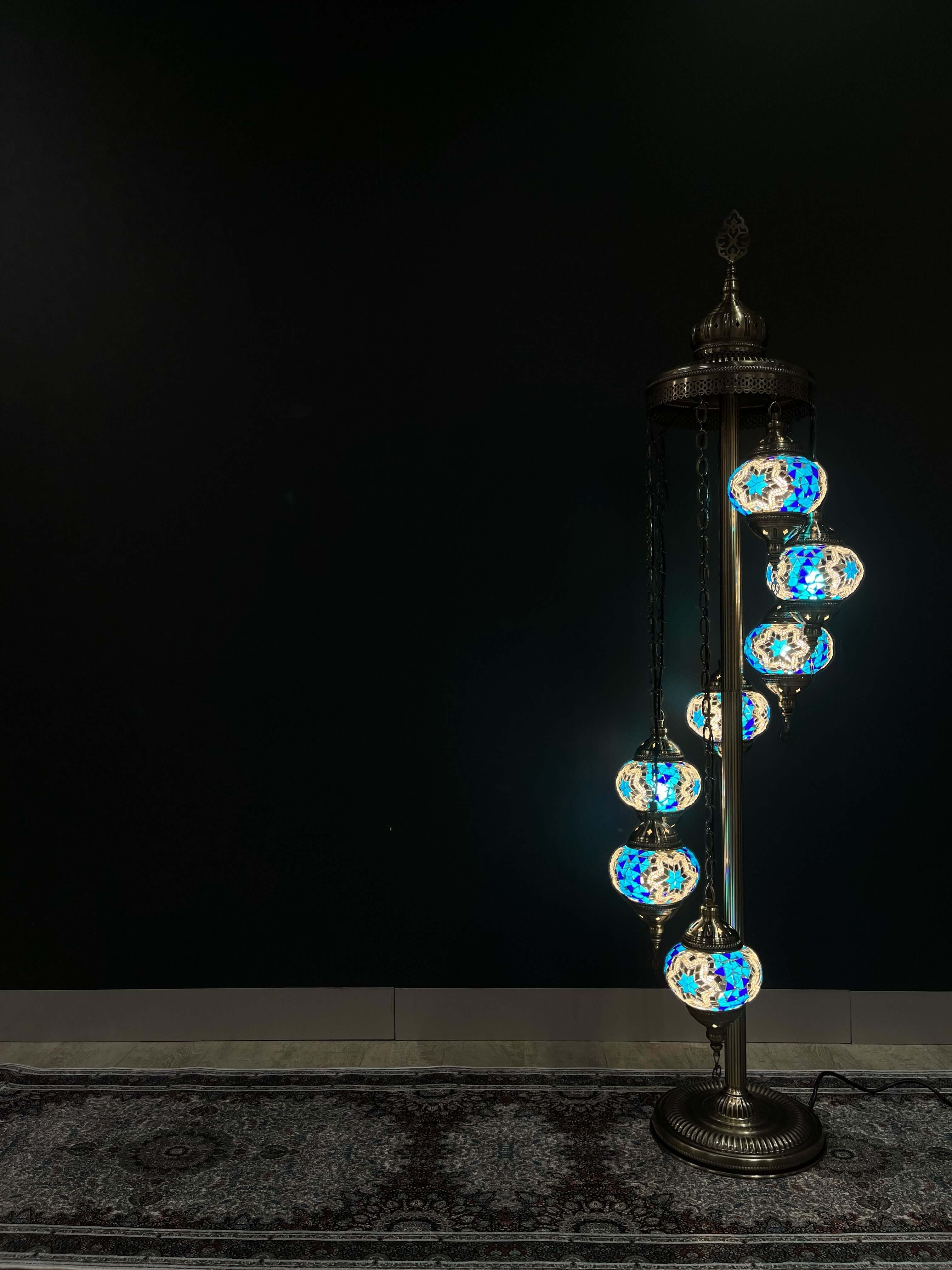 Turkish Mosaic Floor Lamp 7pc- Blue-Star