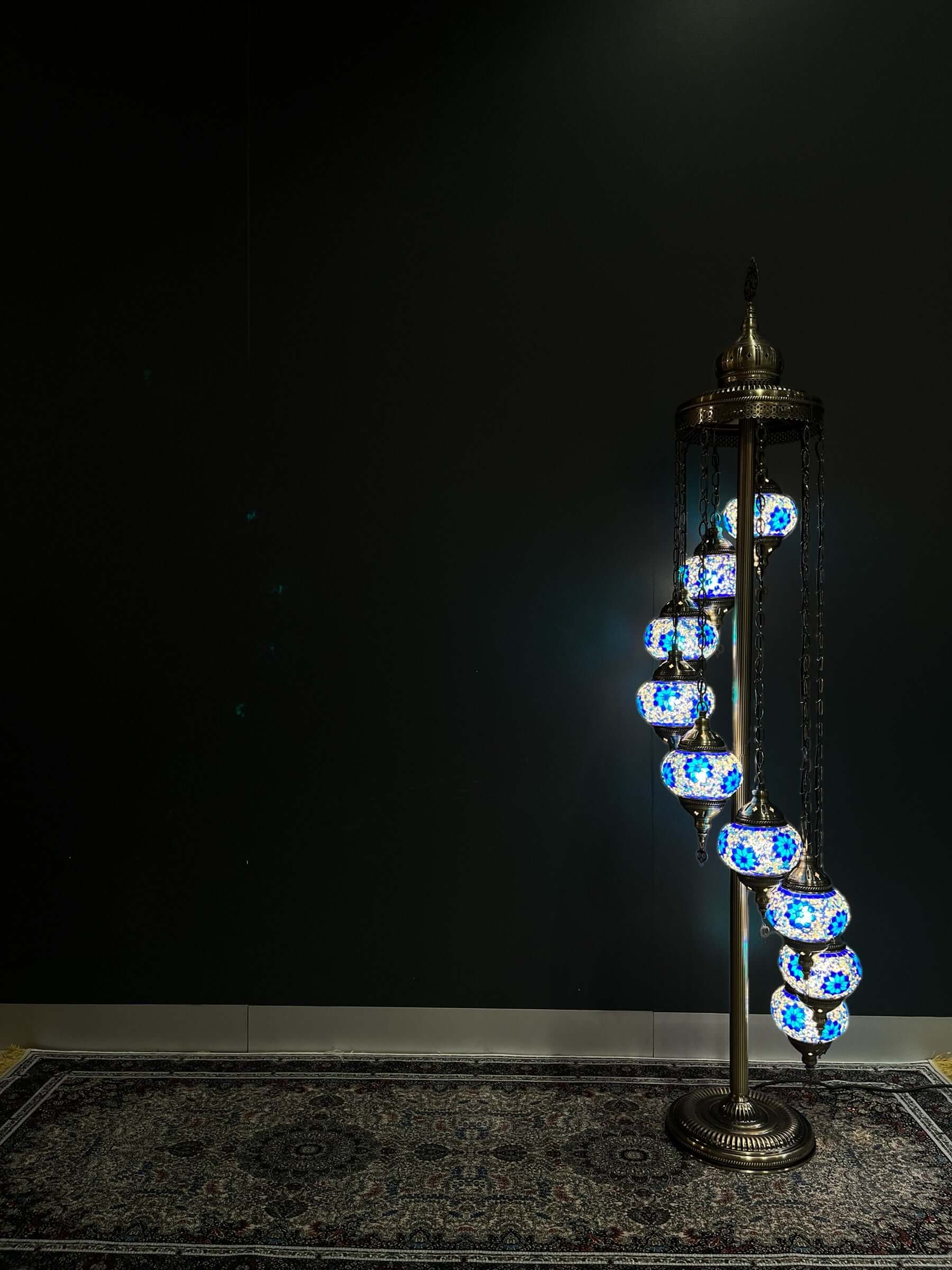 Turkish Mosaic Floor Lamps 9pc- Blue Flower