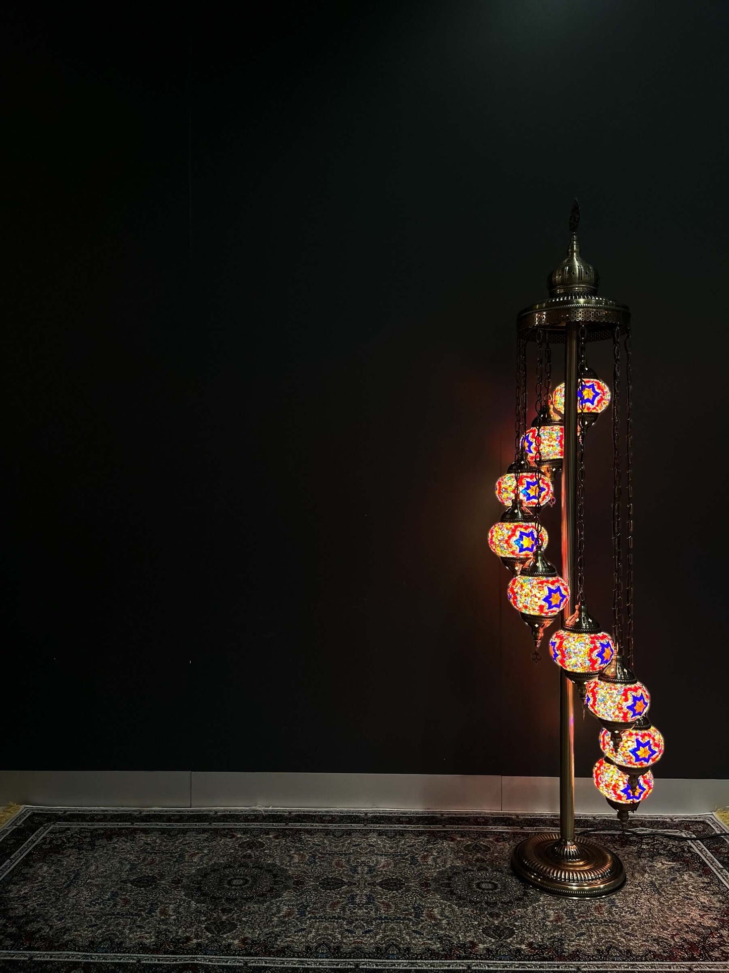 Turkish Mosaic Floor Lamps 9pc- Classic Star-Discover the beauty of a Turkish mosaic floor lamp. This stunning lamp combines intricate glasswork with warm, ambient lighting to elevate any room's decor. Perfect for creating a cozy atmosphere, this Turkish