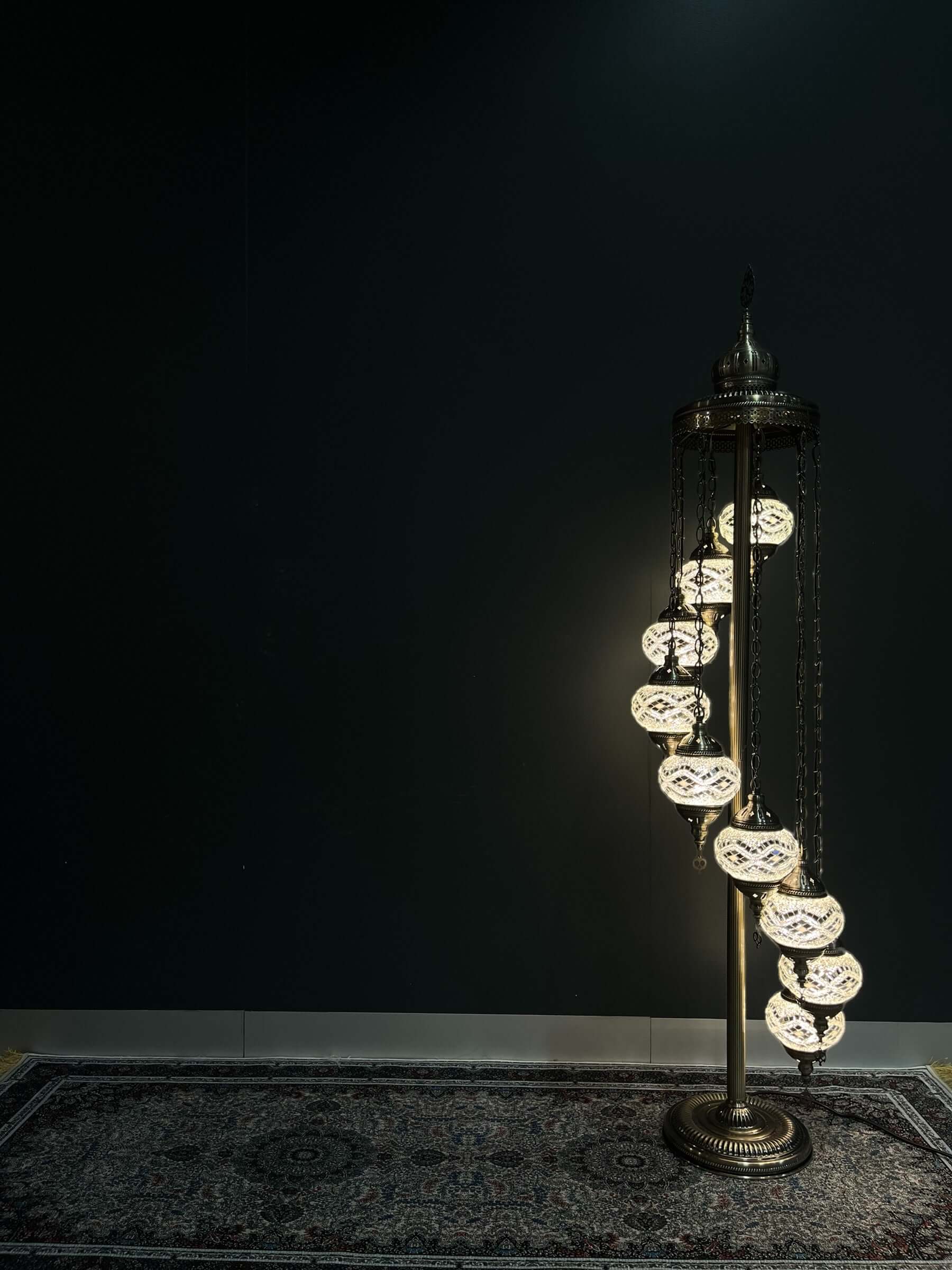 Turkish Mosaic Floor Lamps 9pc- White-Diamond