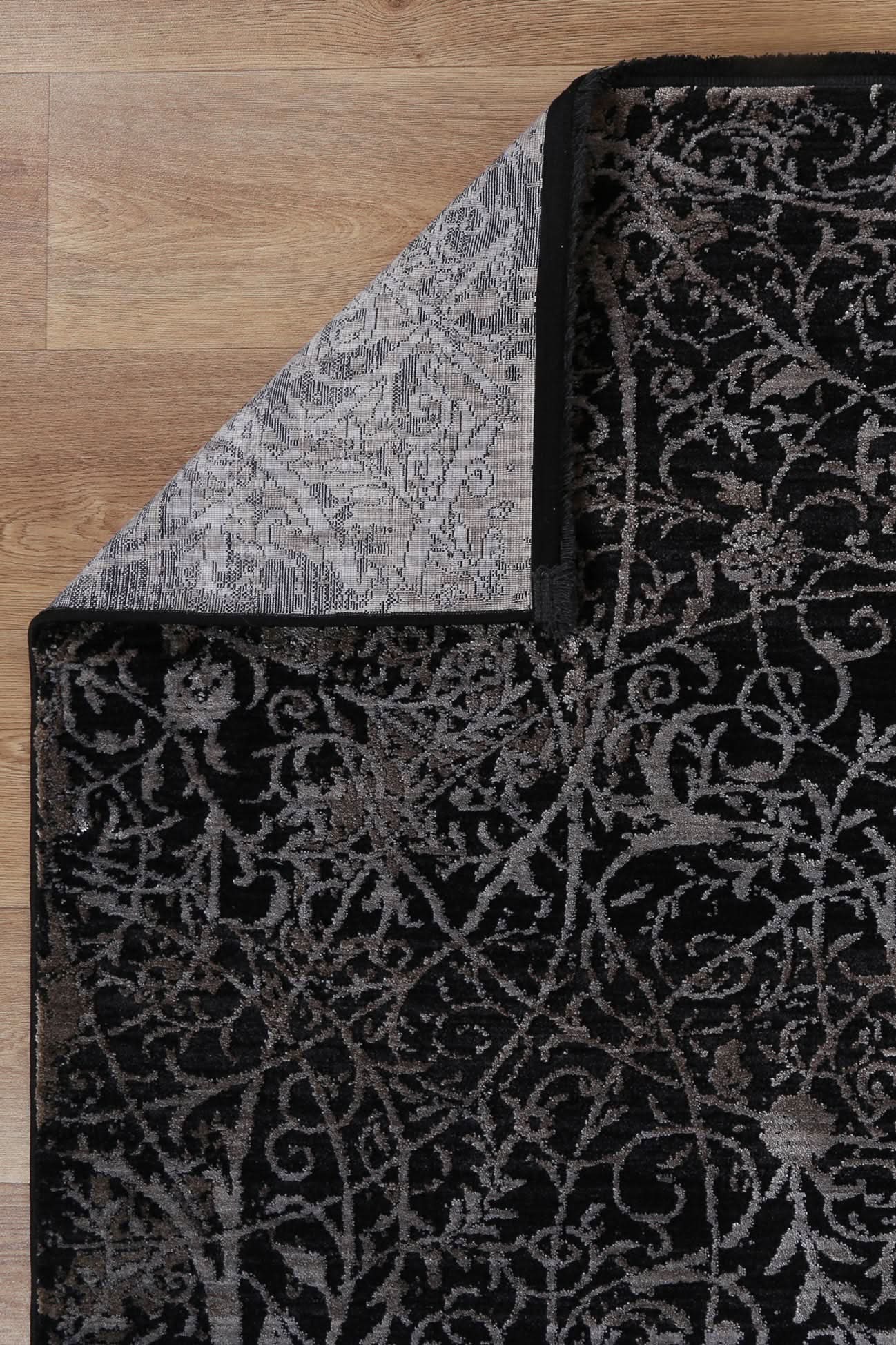 Turkish Rug Brooklyn Pewter Black - Elegant Metallic Shimmer