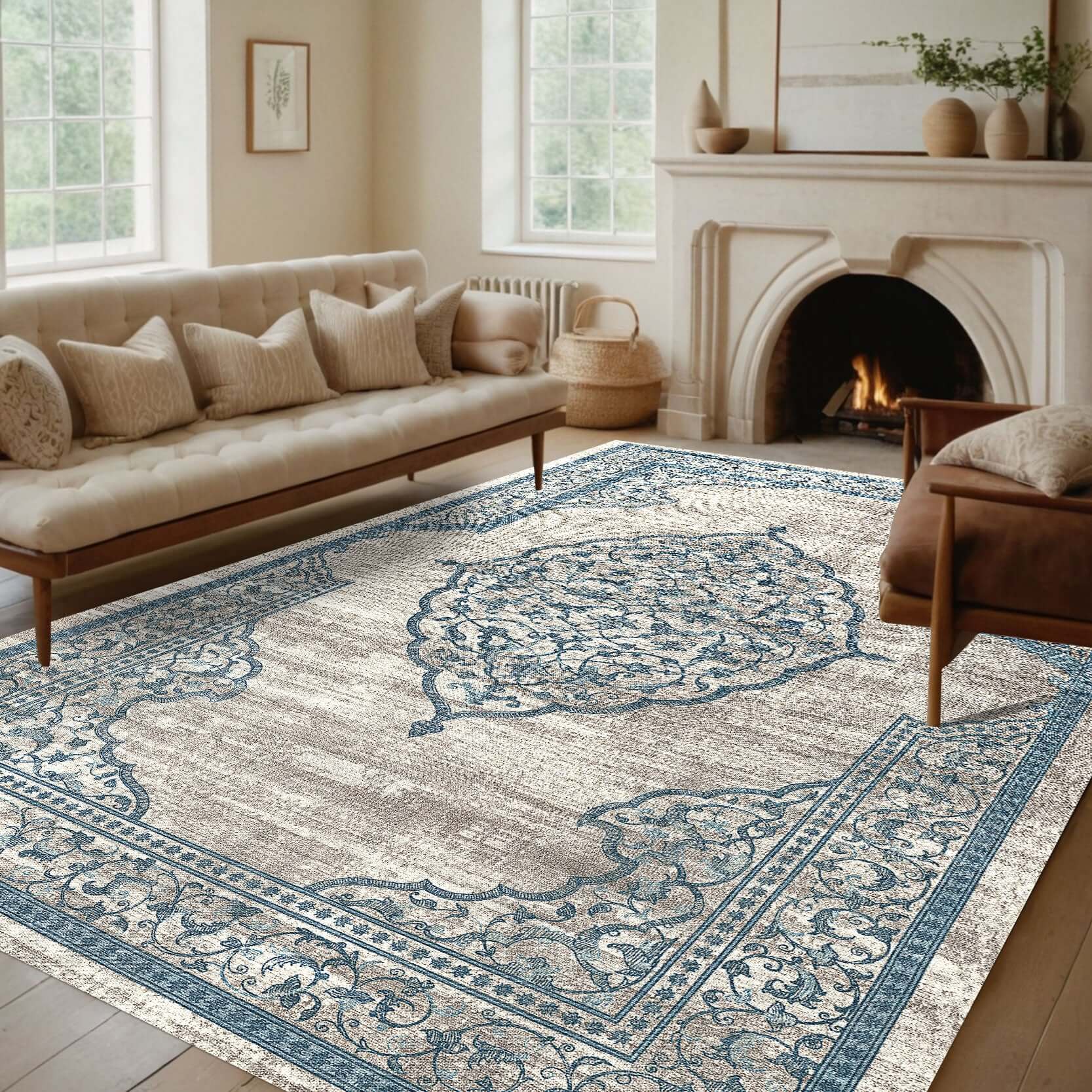 Turkish Rug Celestial Vine Medallion Rug