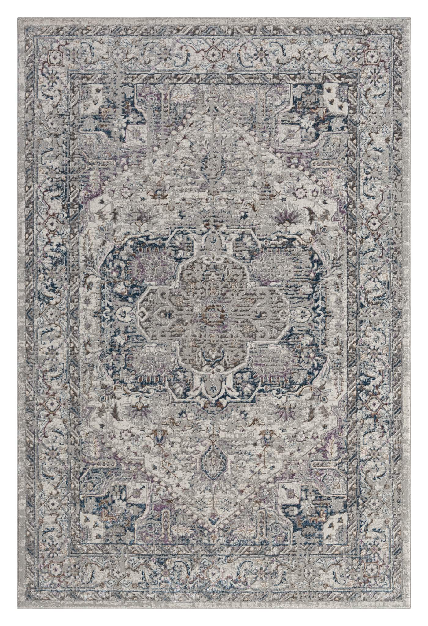 Turkish Rug Heritage Bloom Grey & Blue Classic Design