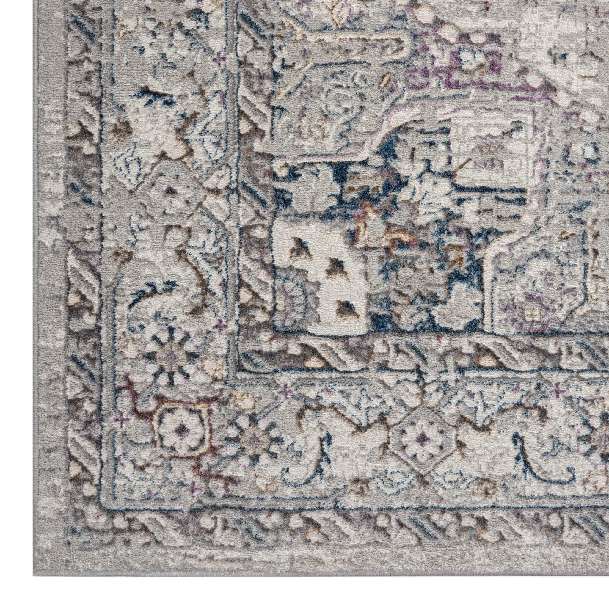 Turkish Rug Heritage Bloom Grey & Blue Classic Design