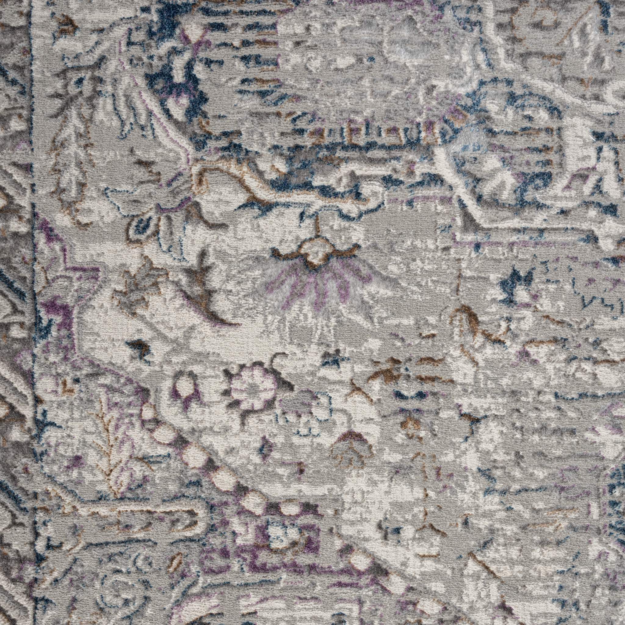 Turkish Rug Heritage Bloom Grey & Blue Classic Design