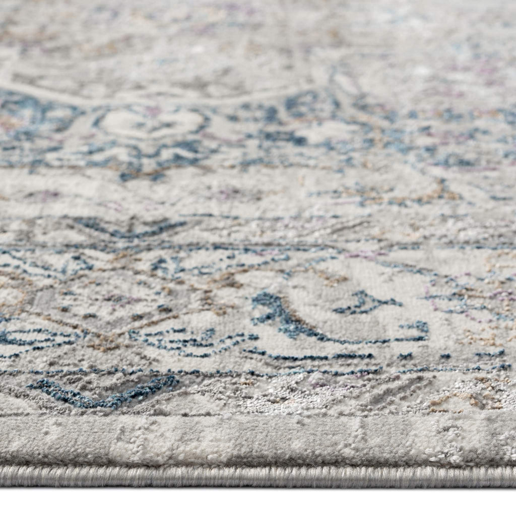 Turkish Rug Heritage Bloom Grey & Blue Classic Design