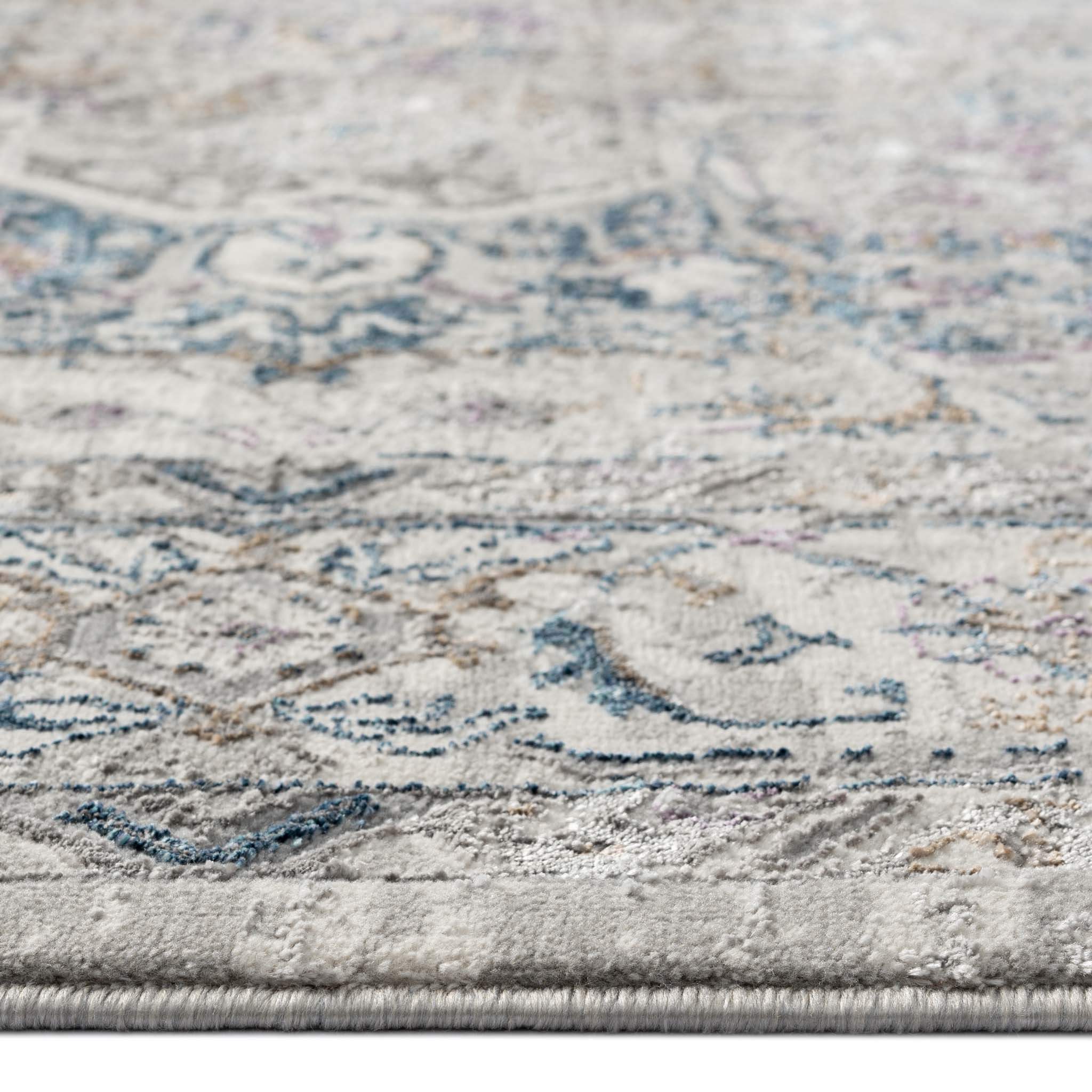 Turkish Rug Heritage Bloom Grey & Blue Classic Design