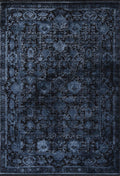 Turkish Rug - Vintage Midnight Blue Elegance