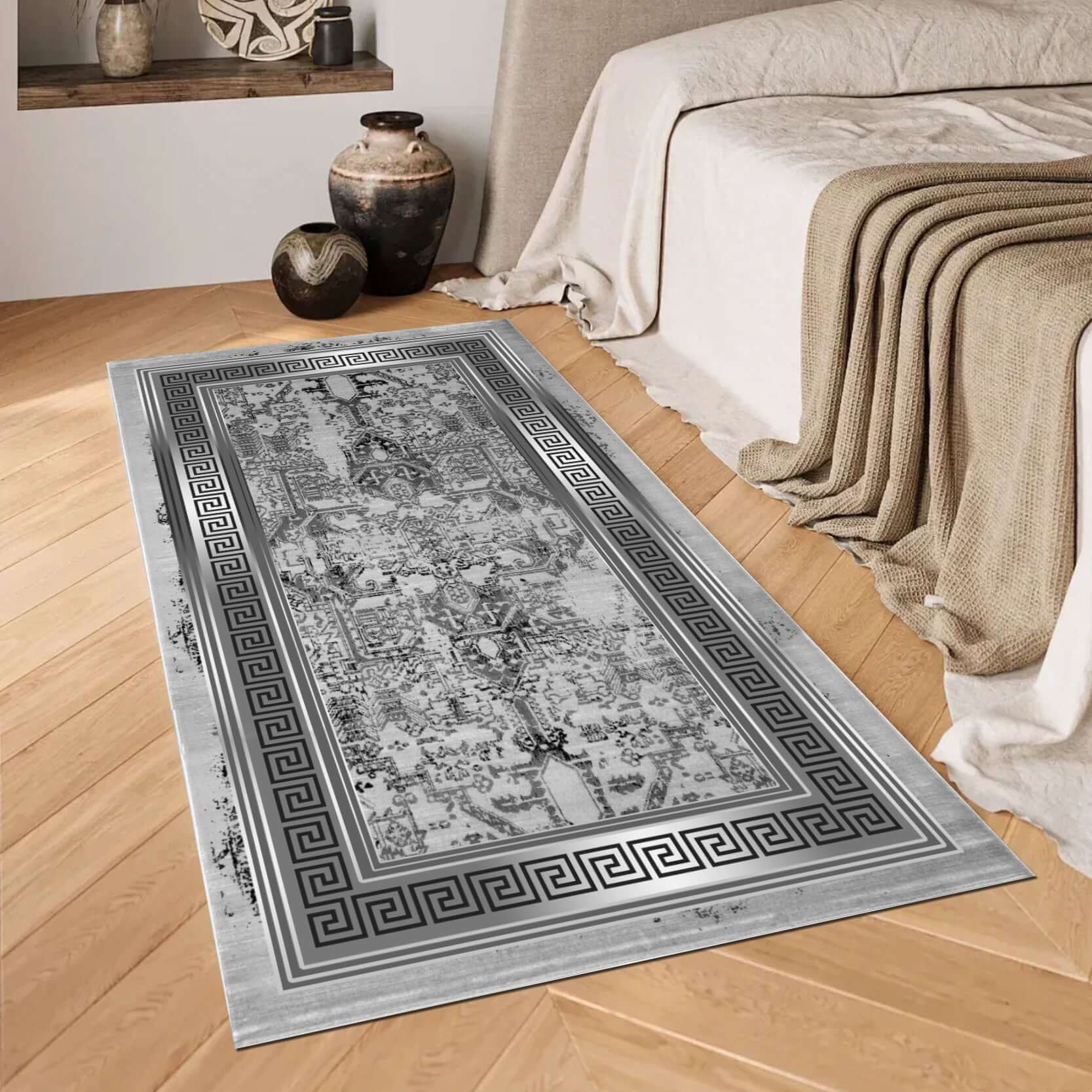 Turkish Rug - Modern Greek Border, Stylish & Affordable