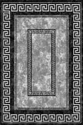 Monochrome Greek Key Border Turkish Rug design featuring bold patterns and timeless black-and-white contrast.